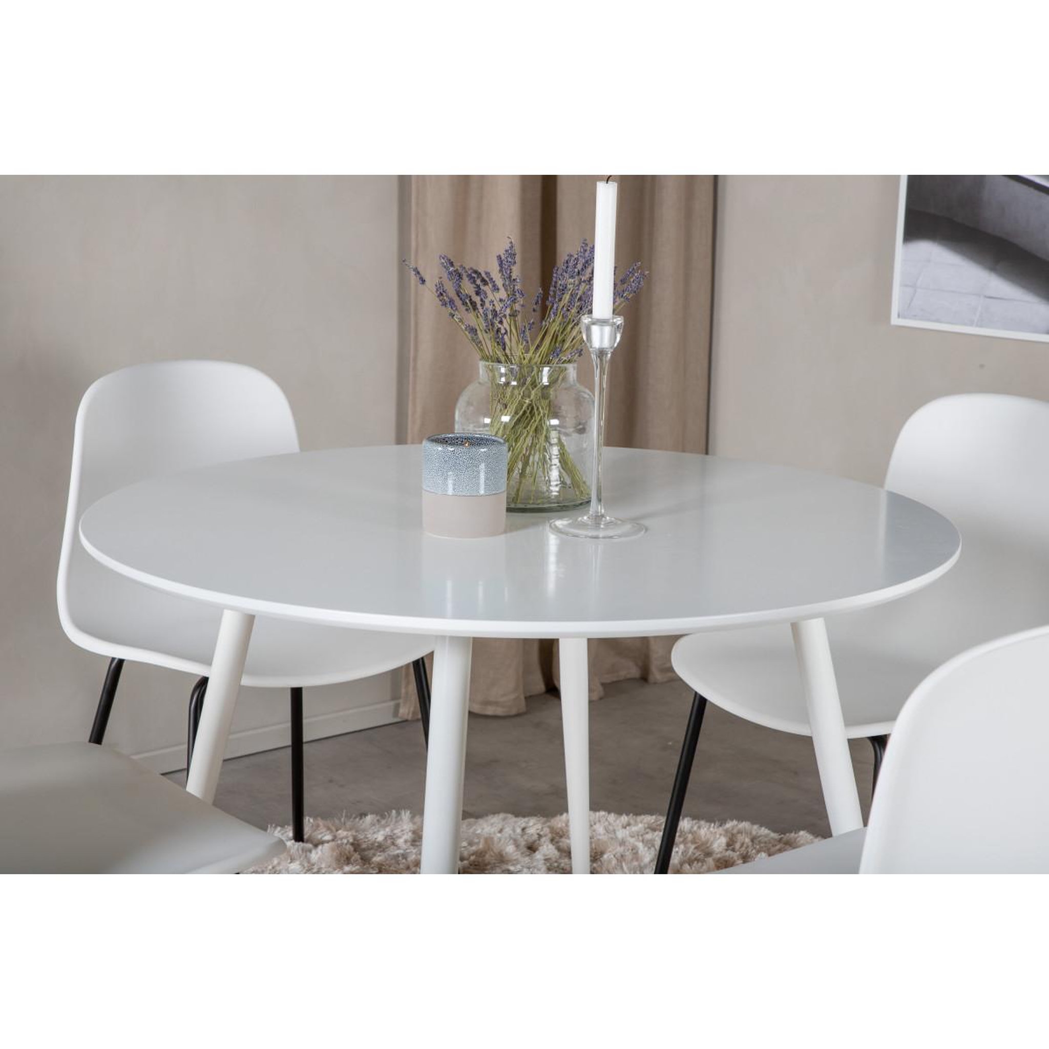 Voir la diapositive 6 : Paris Prix Ensemble table à manger & 4 chaises  plaza & artic  100cm blanc