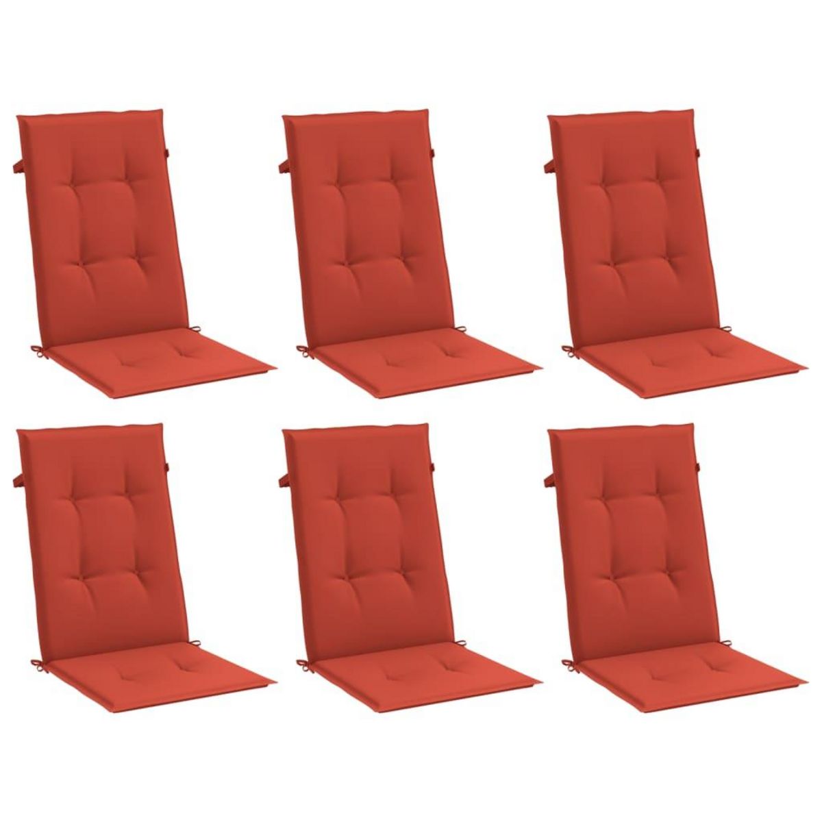 VIDAXL Coussins de chaise a dossier haut lot de 6 rouge melange tissu