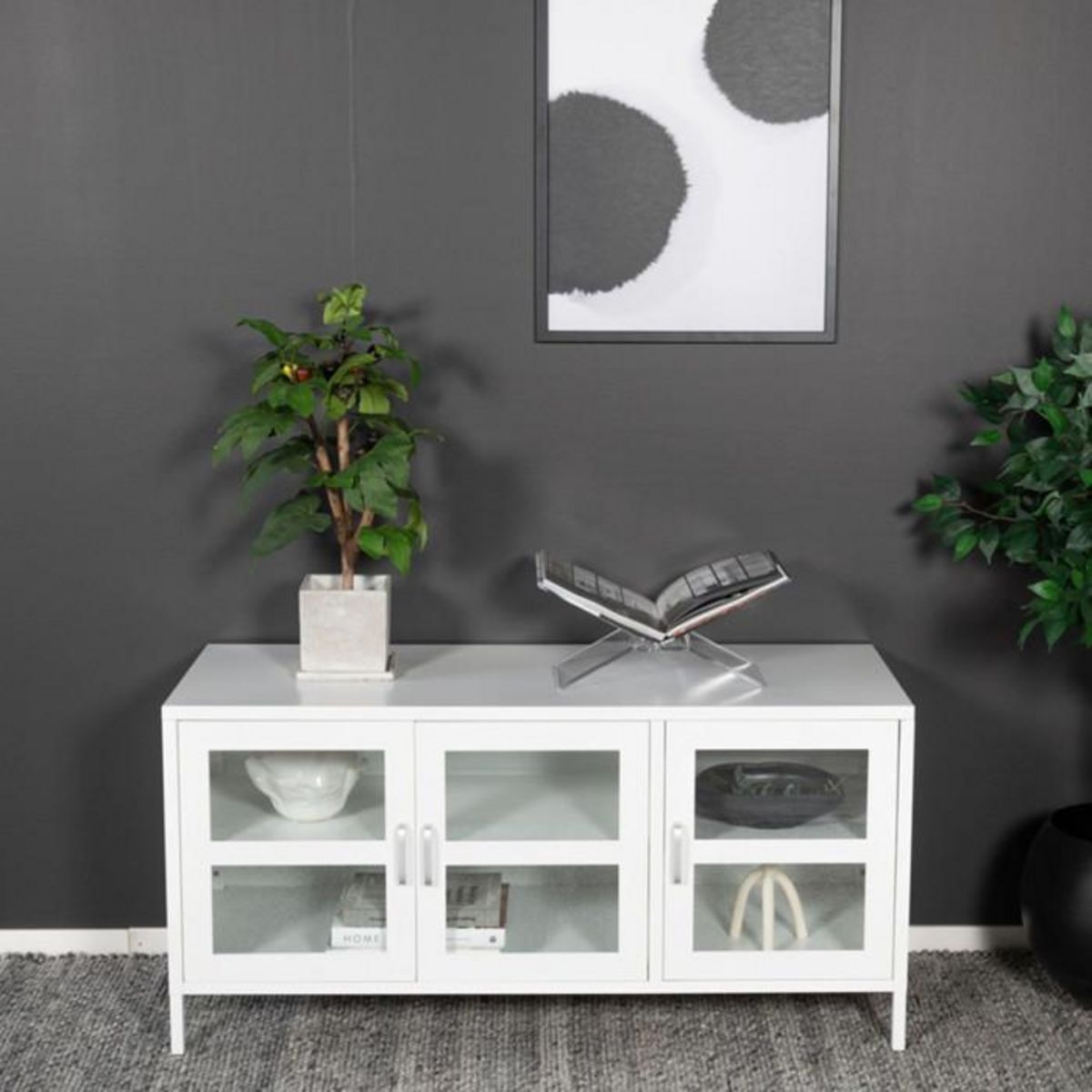 Paris Prix Meuble TV 3 Portes  Acero  120cm Blanc