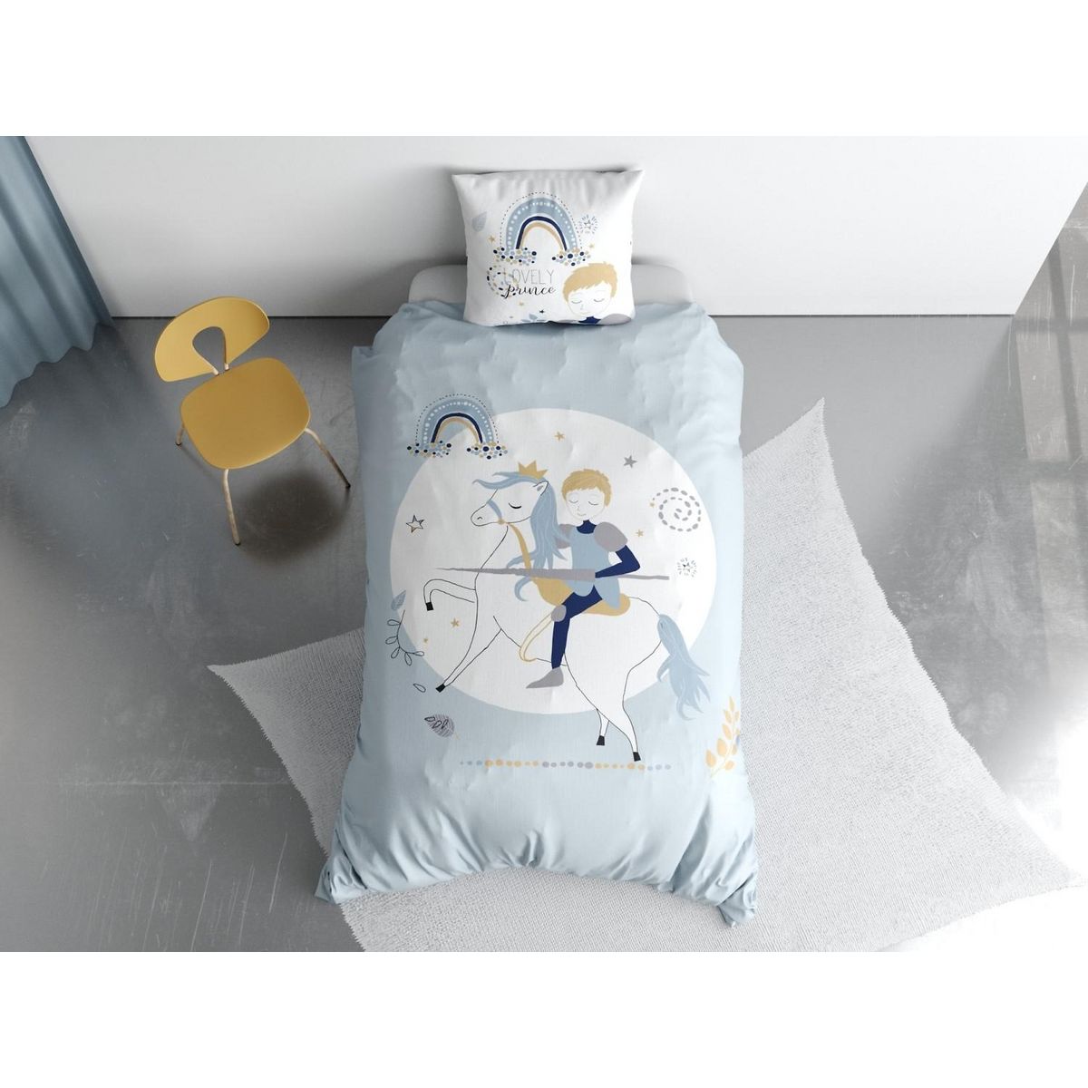 Les Ateliers du Linge Parure Housse De Couette 2pcs 140x200cm 100%coton Classique 47fils Lovely Prince