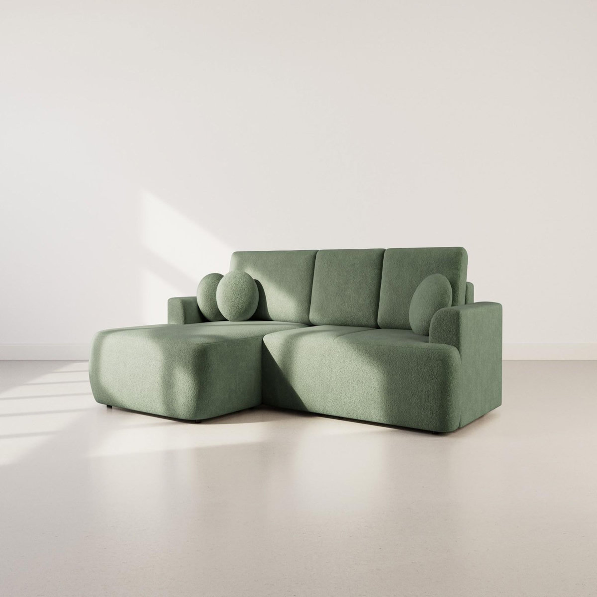 BEST MOBILIER Candela - canapé d'angle gauche 4 places - convertible avec coffre - en tissu bouclette