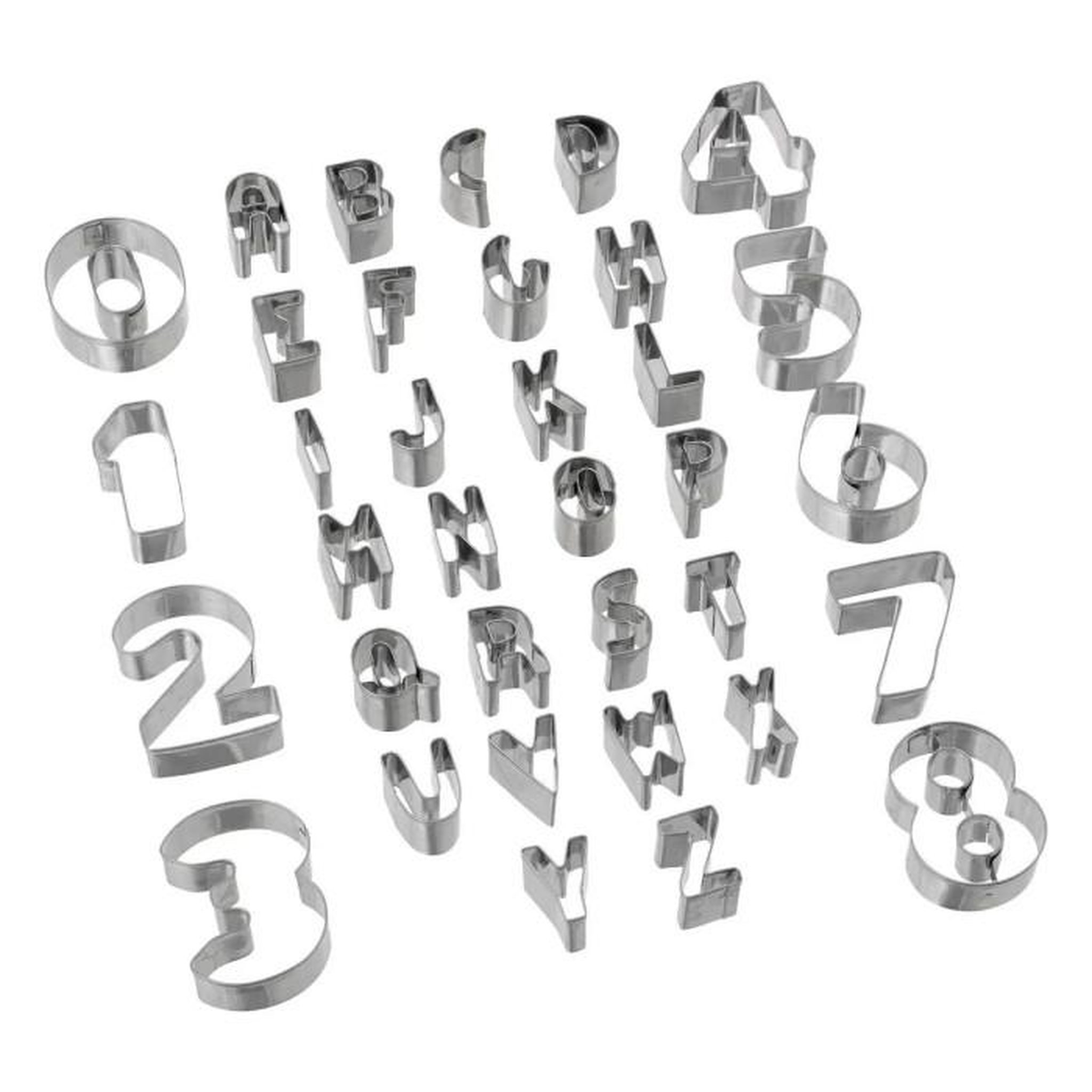 Voir la diapositive 1 : FIVE Emporte-Pièces en Inox  Lettres & Chiffres  10cm Gris