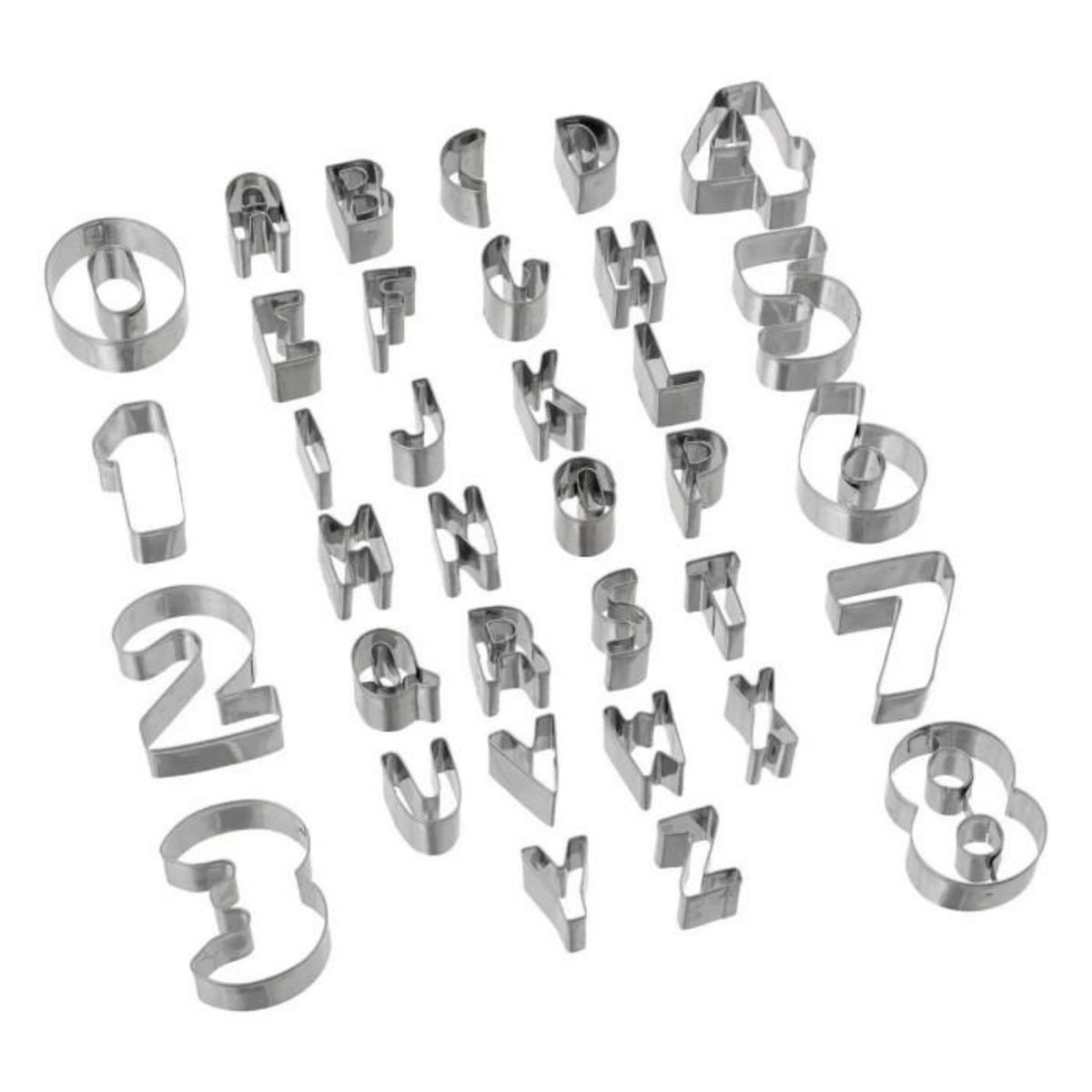 FIVE Emporte-Pièces en Inox  Lettres & Chiffres  10cm Gris