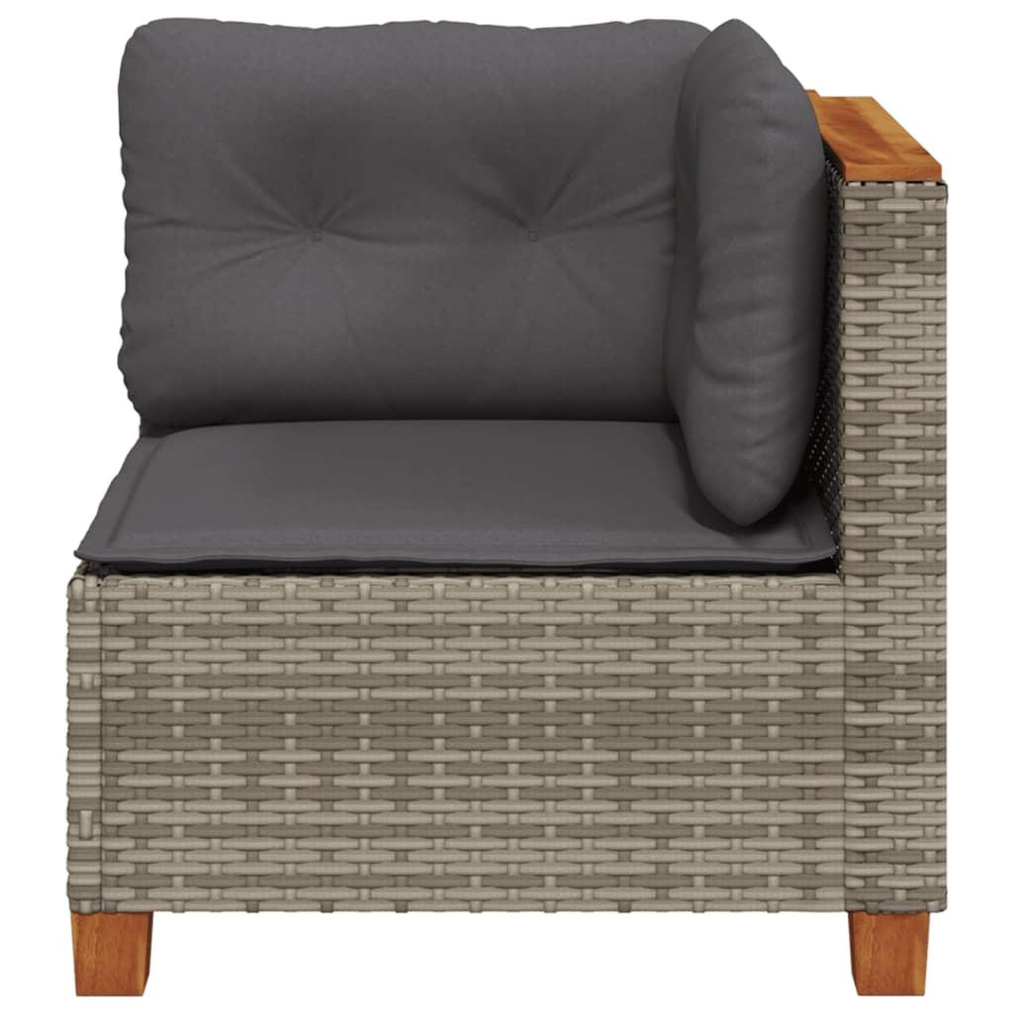 Voir la diapositive 4 : VIDAXL Canape d'angle de jardin avec coussins gris resine tressee