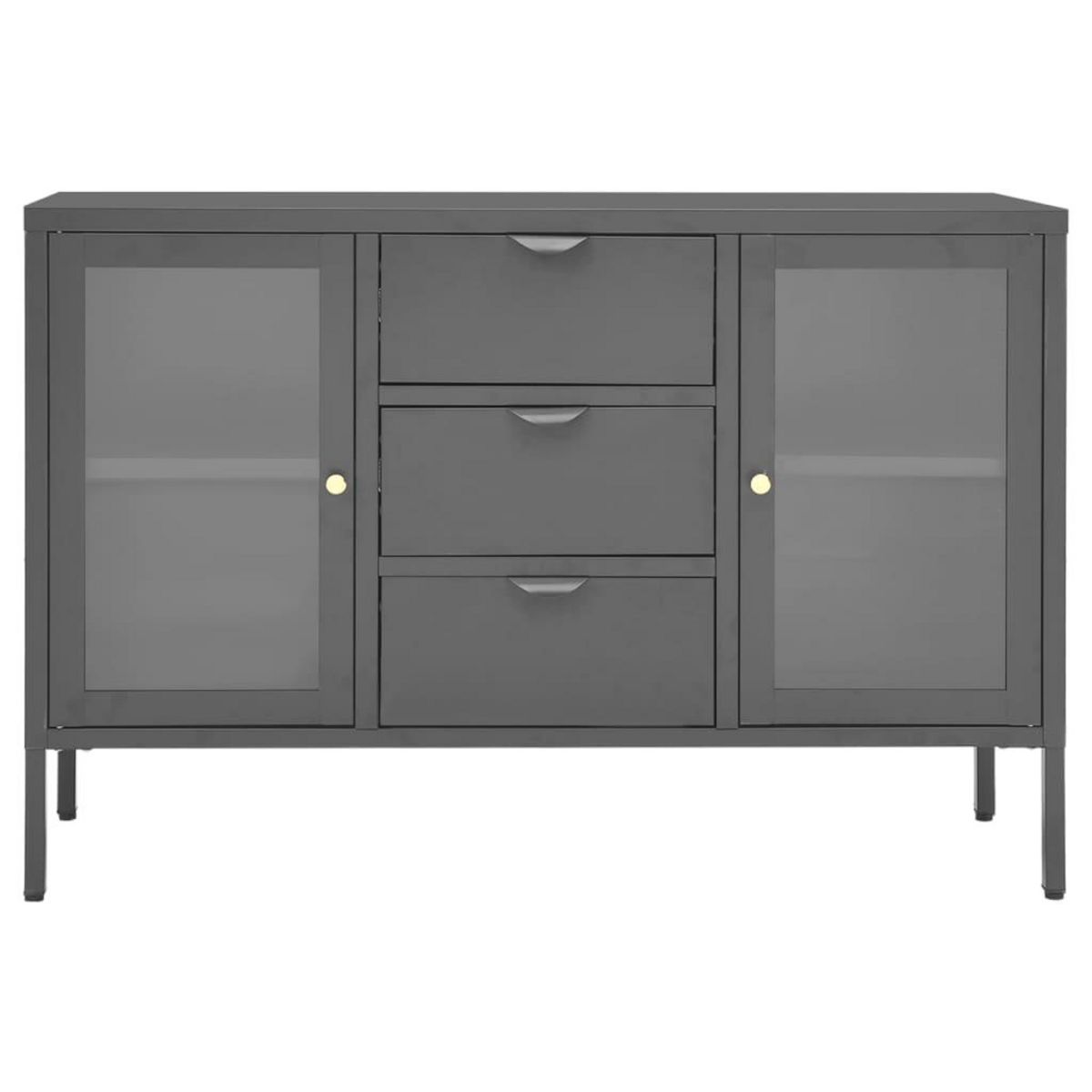VIDAXL Buffet Anthracite 105x35x70 cm Acier et verre trempe