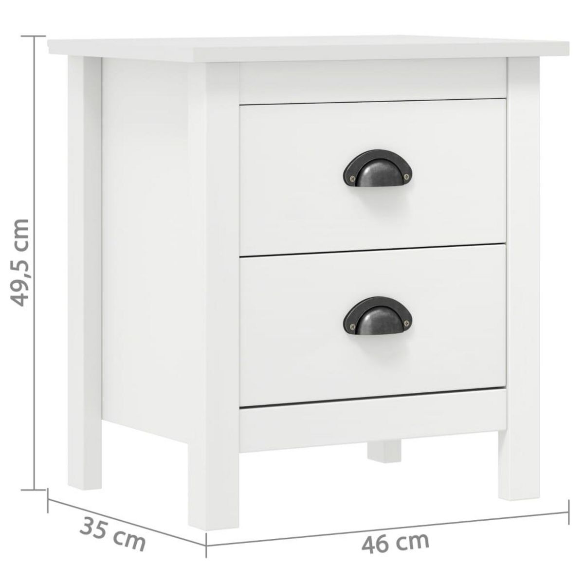 VIDAXL Table de chevet Hill Blanc 46x35x49,5 cm Bois de pin solide