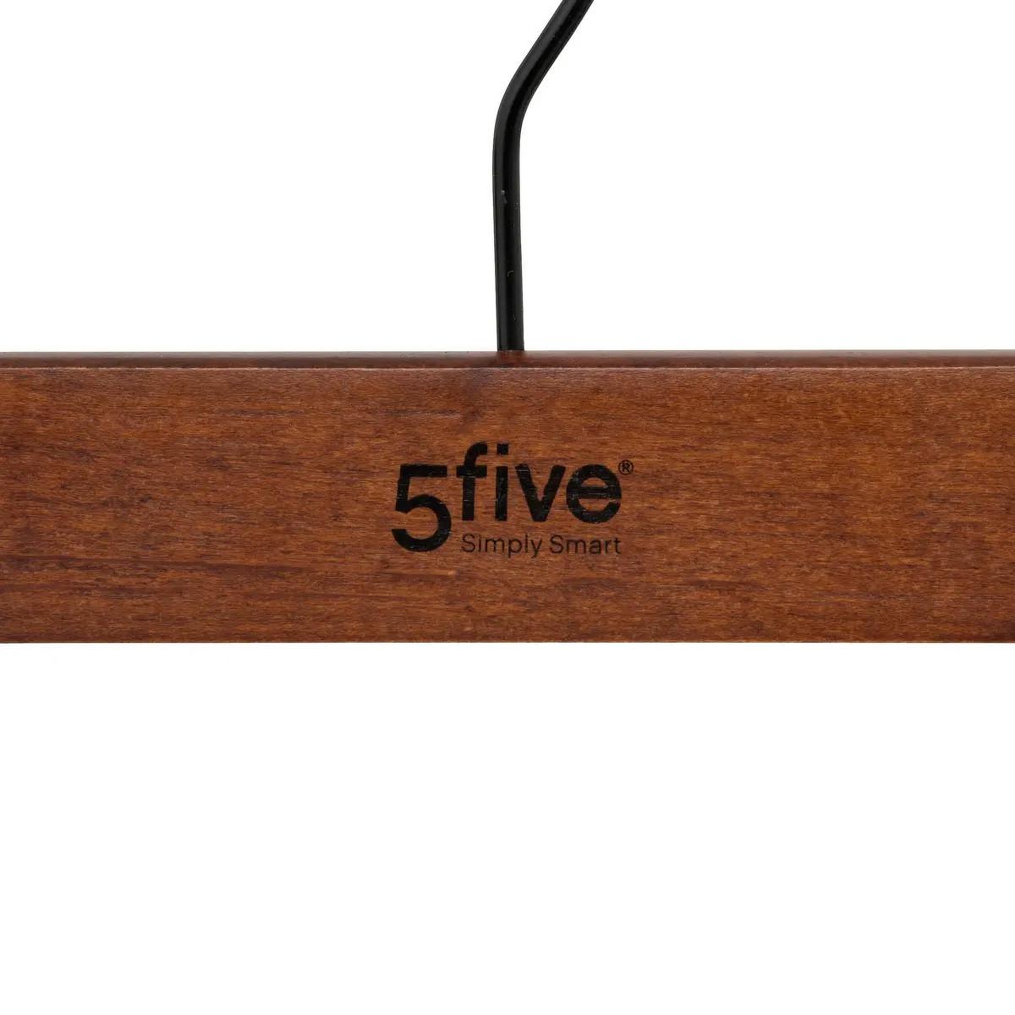 Voir la diapositive 3 : FIVE Lot de 2 cintres à pince en bois  vintage  33cm marron