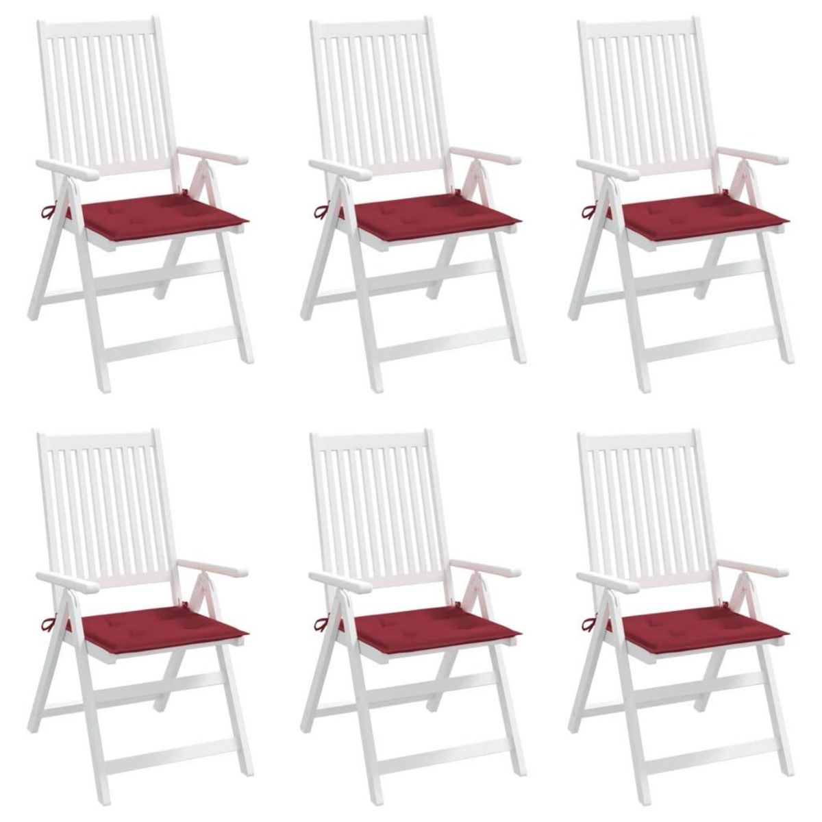 VIDAXL Coussins de chaise de jardin lot de 6 rouge bordeaux 50x50x3 cm