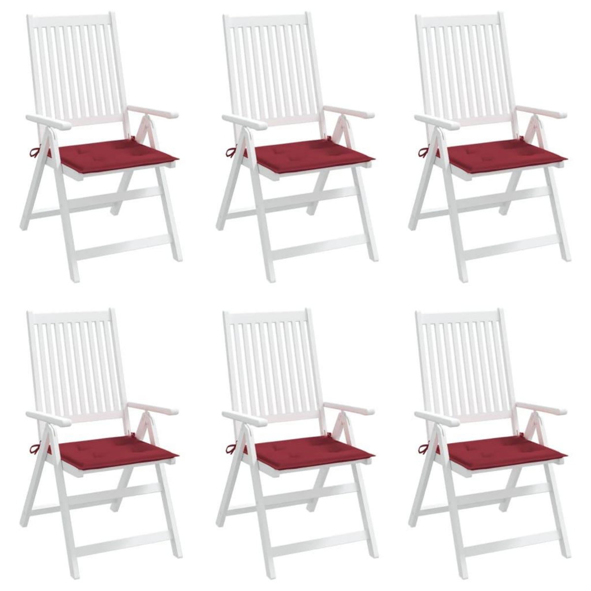 VIDAXL Coussins de chaise de jardin lot de 6 rouge bordeaux 50x50x3 cm