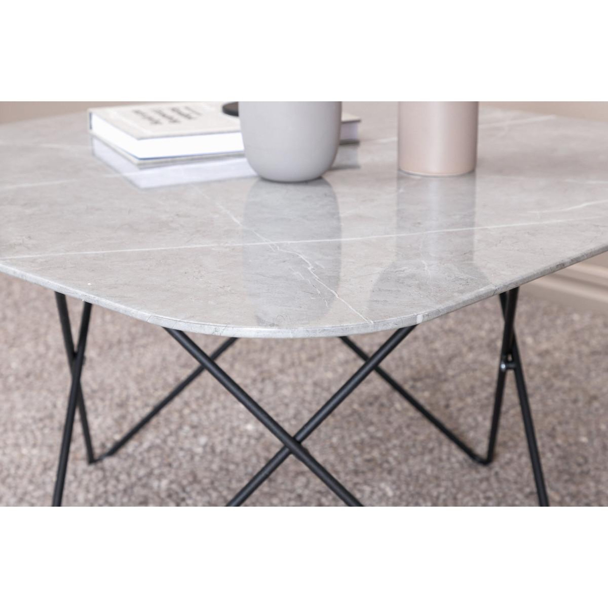 Voir la diapositive 6 : Paris Prix Table basse en verre marbré  tristar  80cm gris