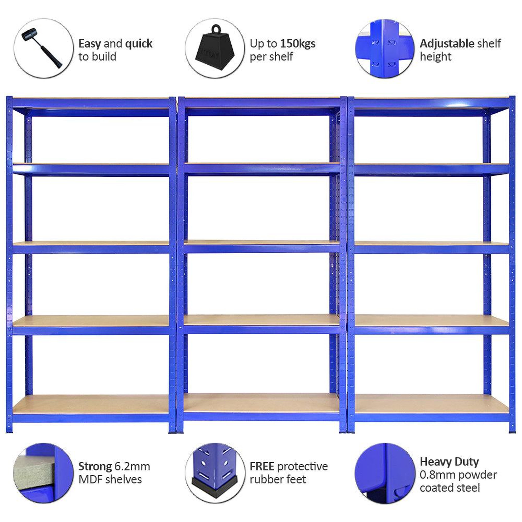 Voir la diapositive 4 : MONSTER RACKING 1 rayonnage t-rax en acier bleu 75cm x 30cm x 150cm