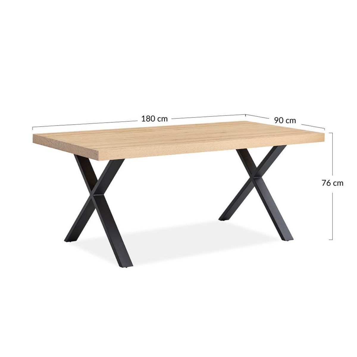 BEST MOBILIER Elsa - table à manger - effet bois et noir - 6 personnes