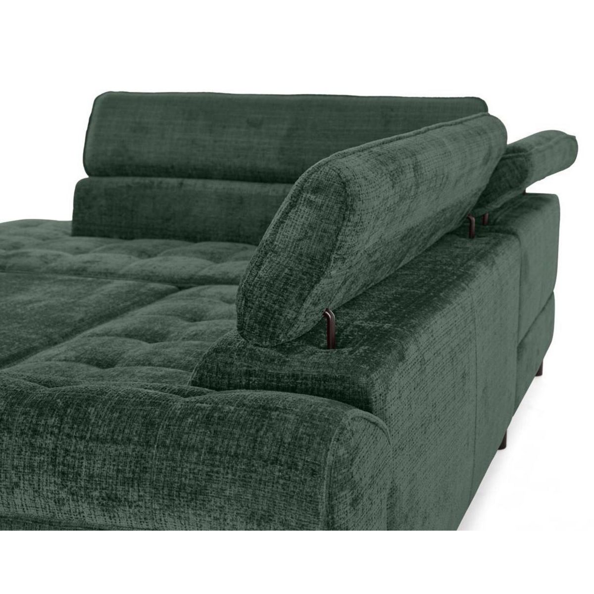 LISA DESIGN Marlo - canapé d'angle gauche 5 places convertible avec coffre et têtières en velours texturé