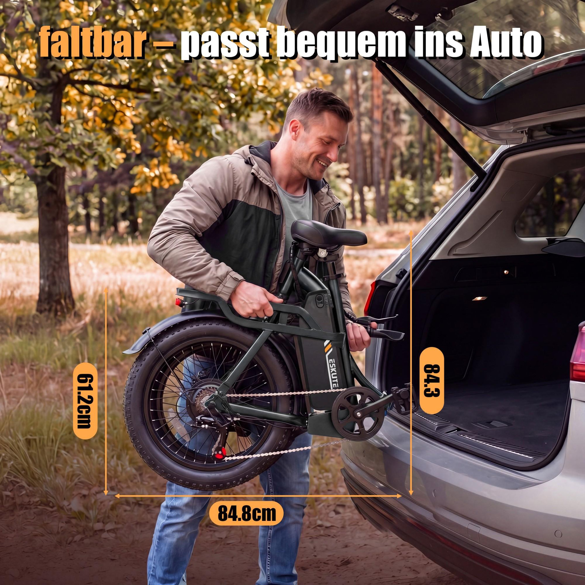 Voir la diapositive 4 : ESKUTE Vélo électrique pliable ESKUTE D202, 48V 20,8Ah