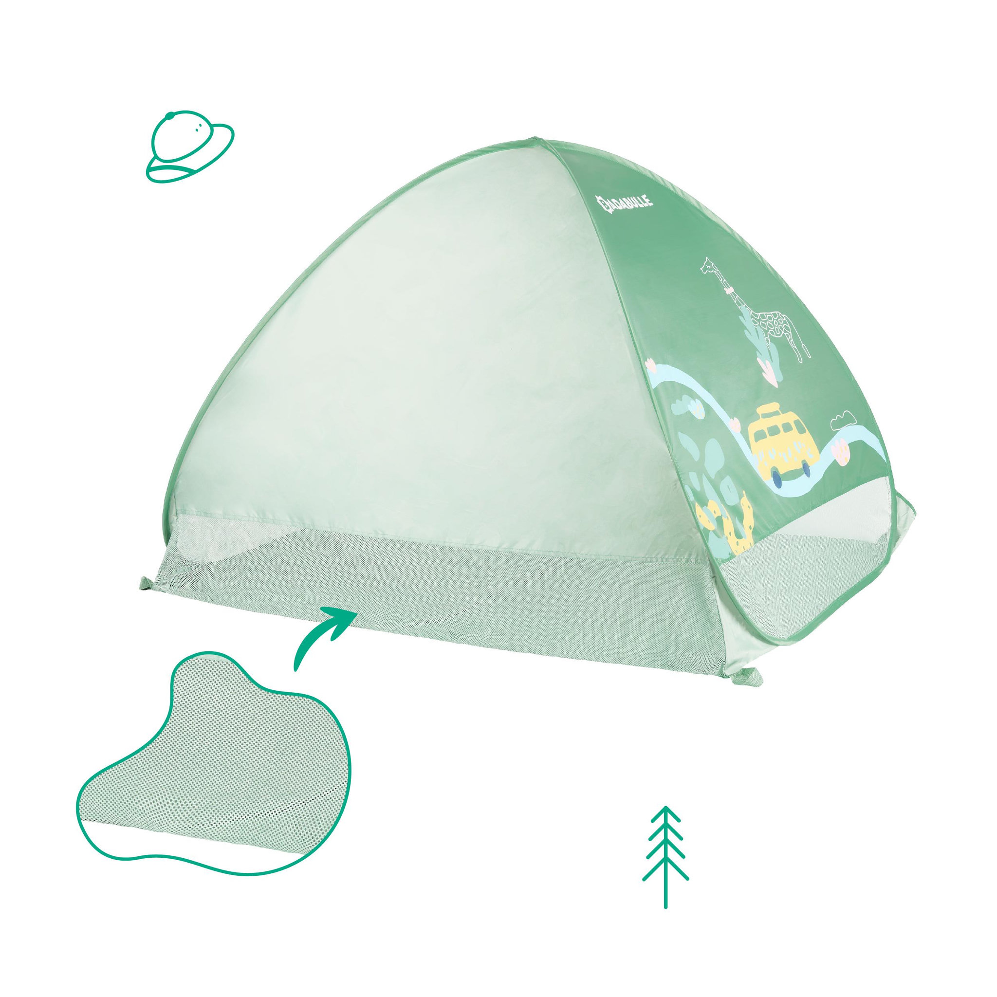 Voir la diapositive 3 : BADABULLE Tente anti-uv pour enfant badabulle - système pop-up - protection fps 50+