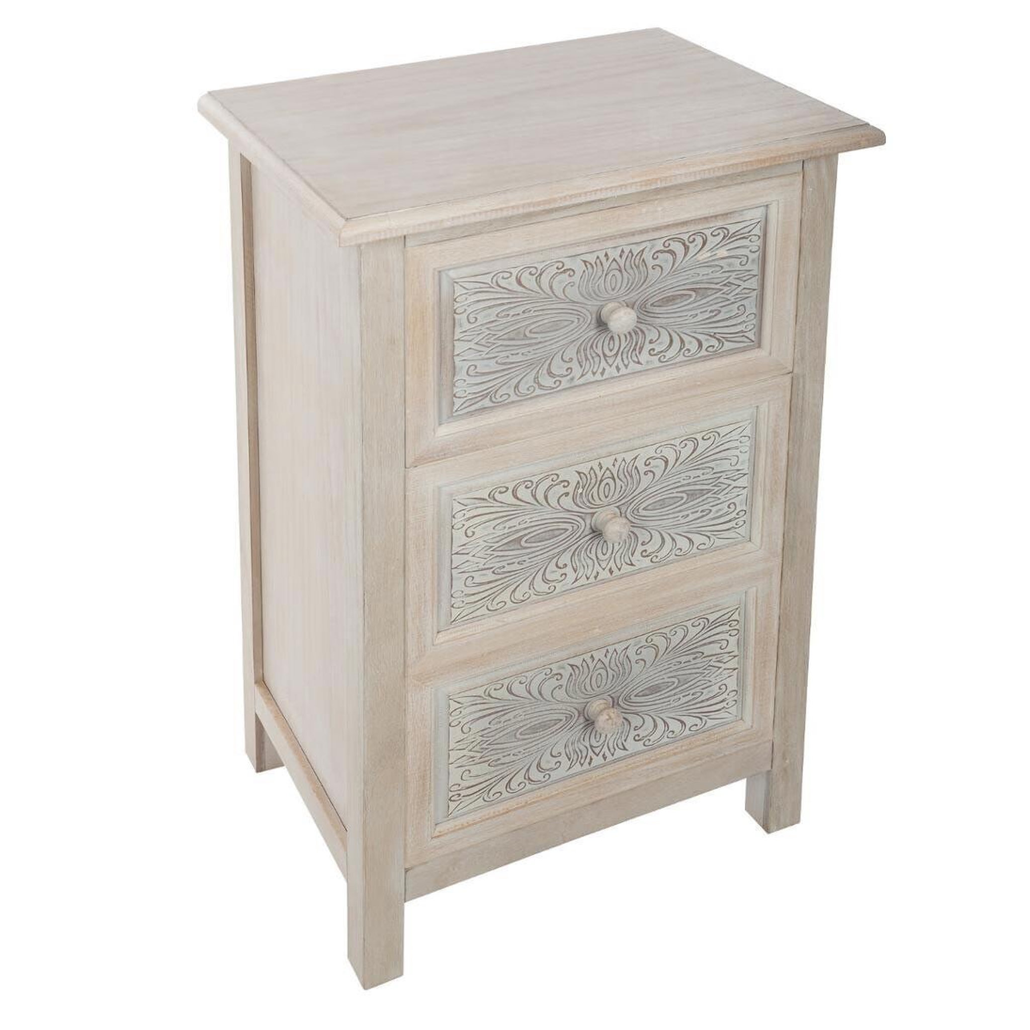 Voir la diapositive 1 : ATMOSPHERA Commode vintage 3 tiroirs  hina  80cm blanc