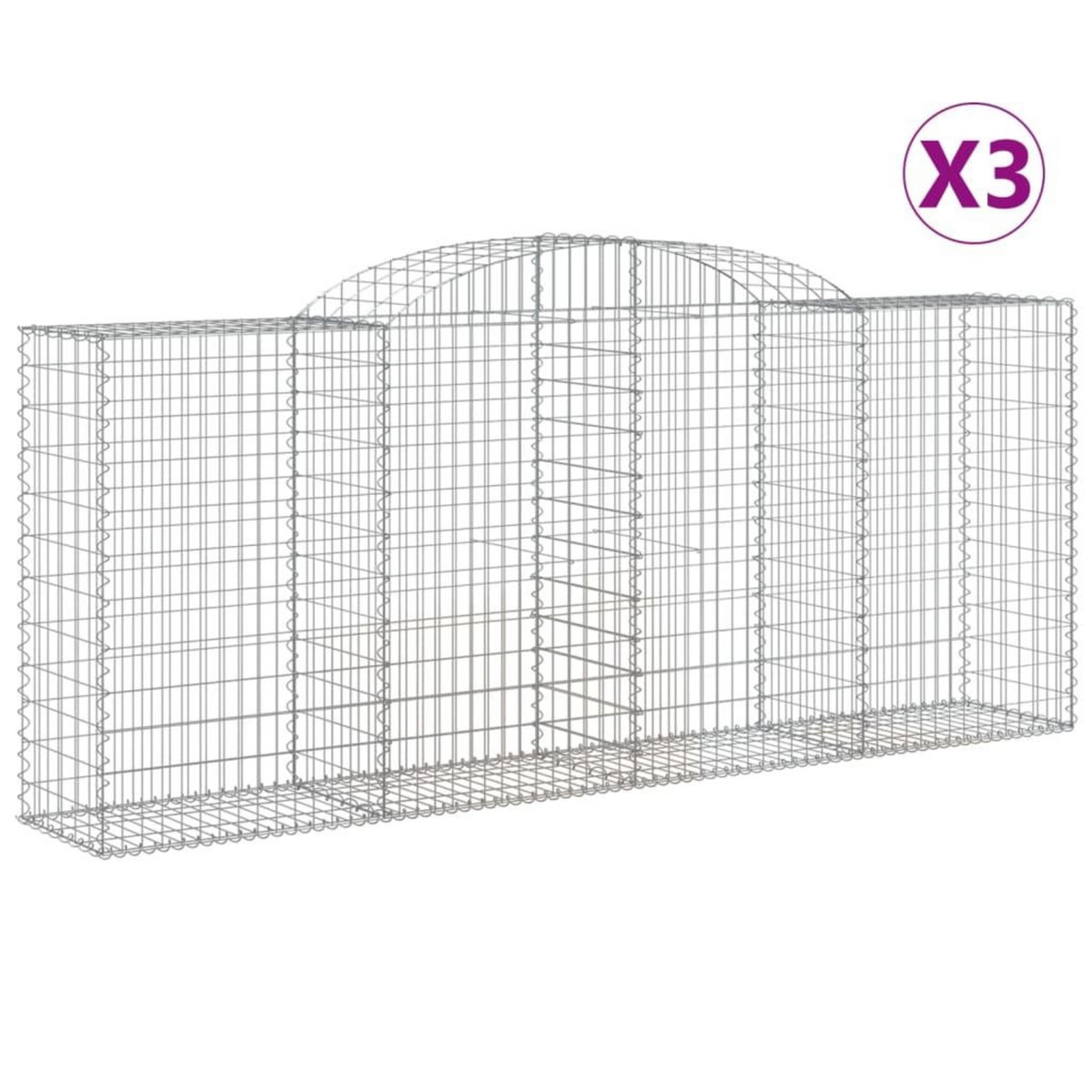 VIDAXL Paniers a gabions arques 3 pcs 300x50x120/140 cm fer galvanise