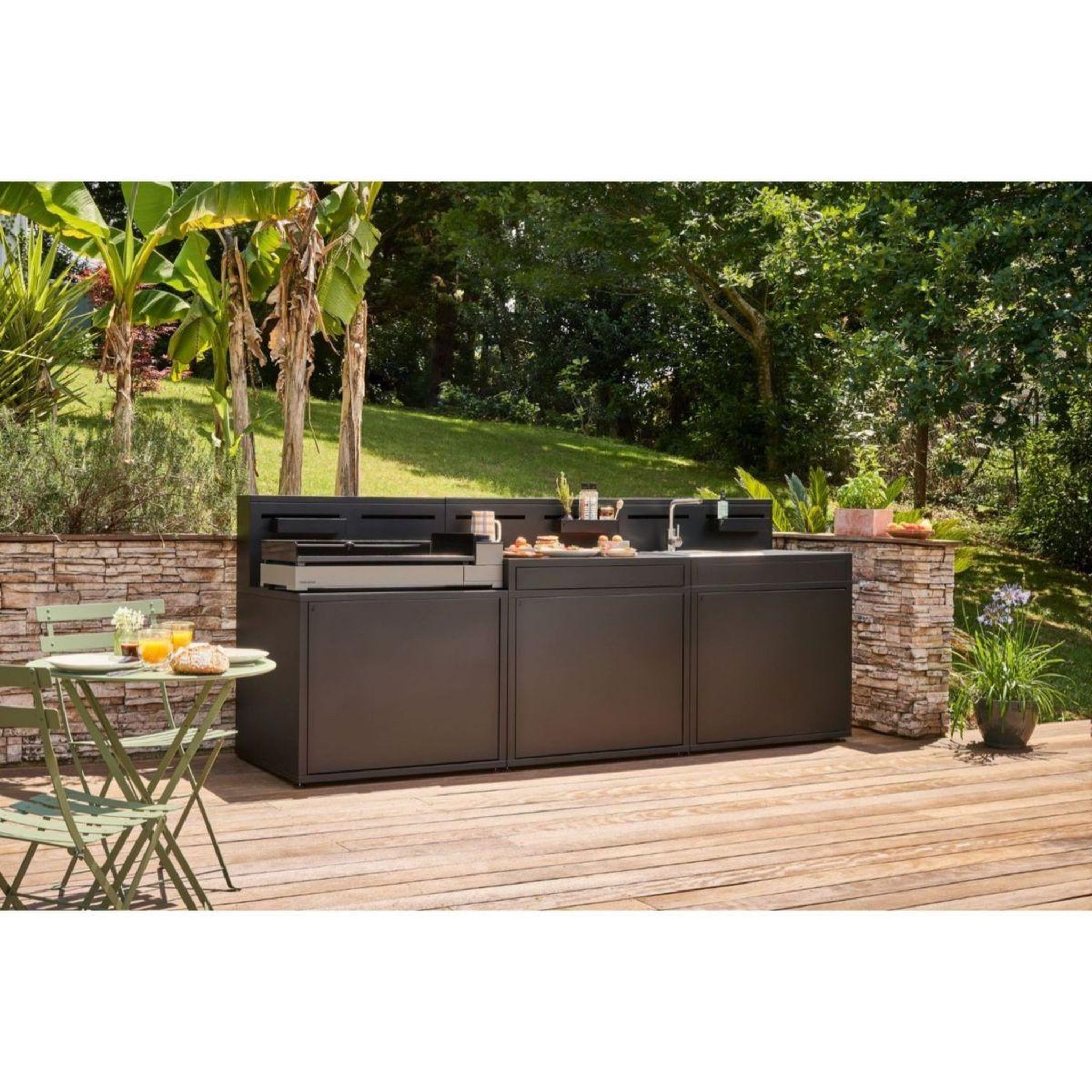 Voir la diapositive 5 : FORGE ADOUR Plancha gaz premium acier 75 ng noir gris 3 brûleurs à poser, 73.2x40.9 cm
