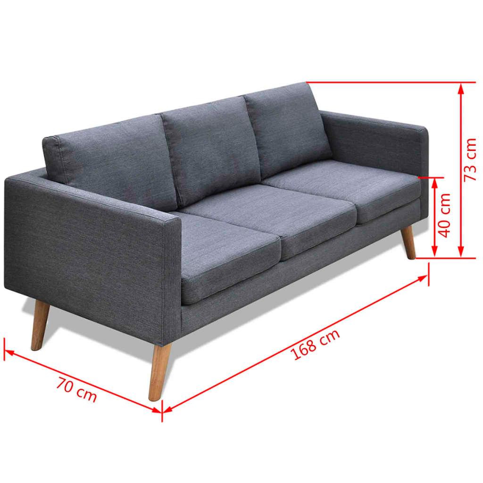 Voir la diapositive 5 : VIDAXL Canape a 3 places Tissu Gris fonce