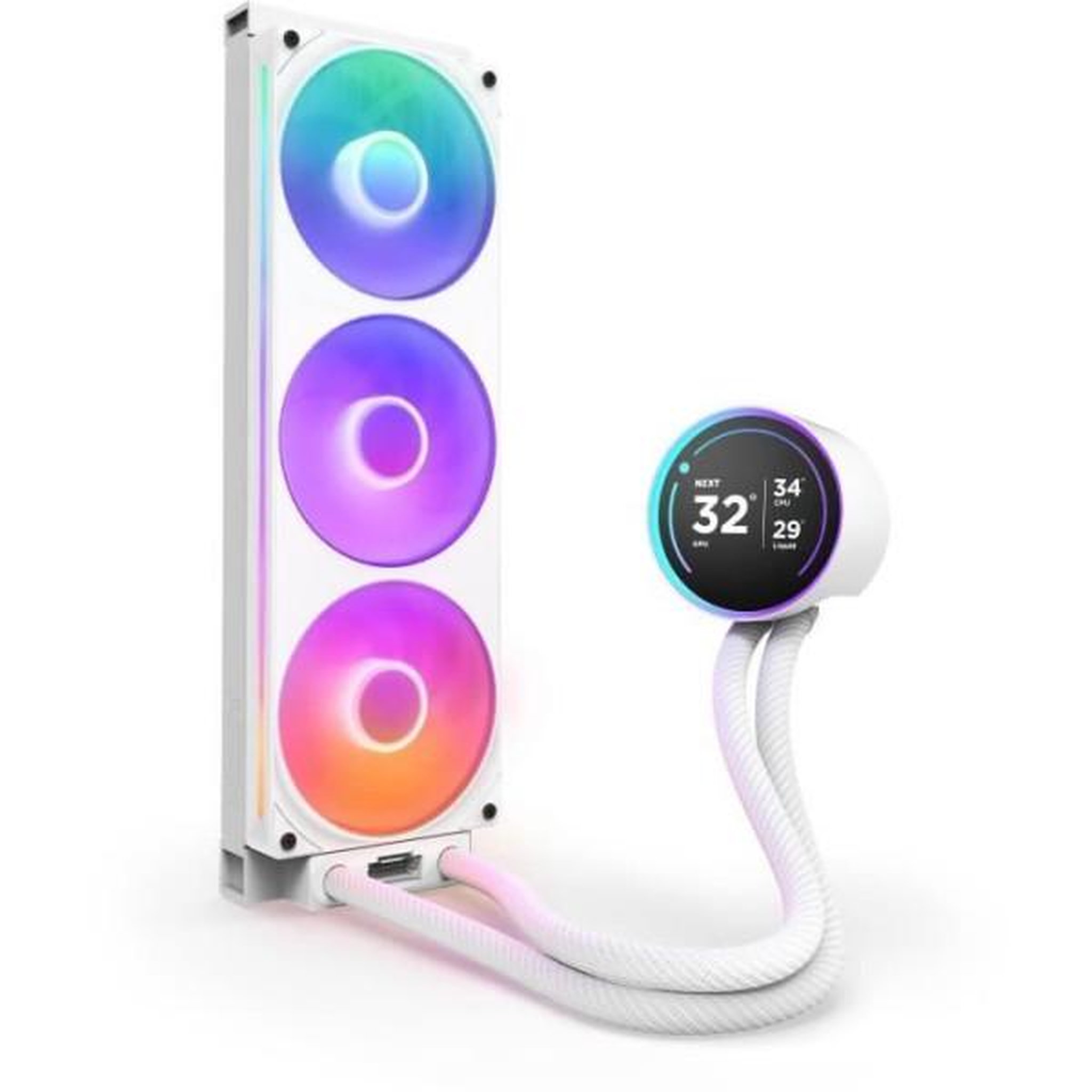 Voir la diapositive 3 : NZXT Watercooling - NZXT - RL-KR36E-W2 - Kraken Elite 360 RGB - Écran 2.72, panneau RGB personnalisable et ventilateurs RGB - Blanc