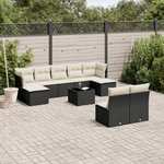 VIDAXL Salon de jardin 10 pcs avec coussins noir resine tressee