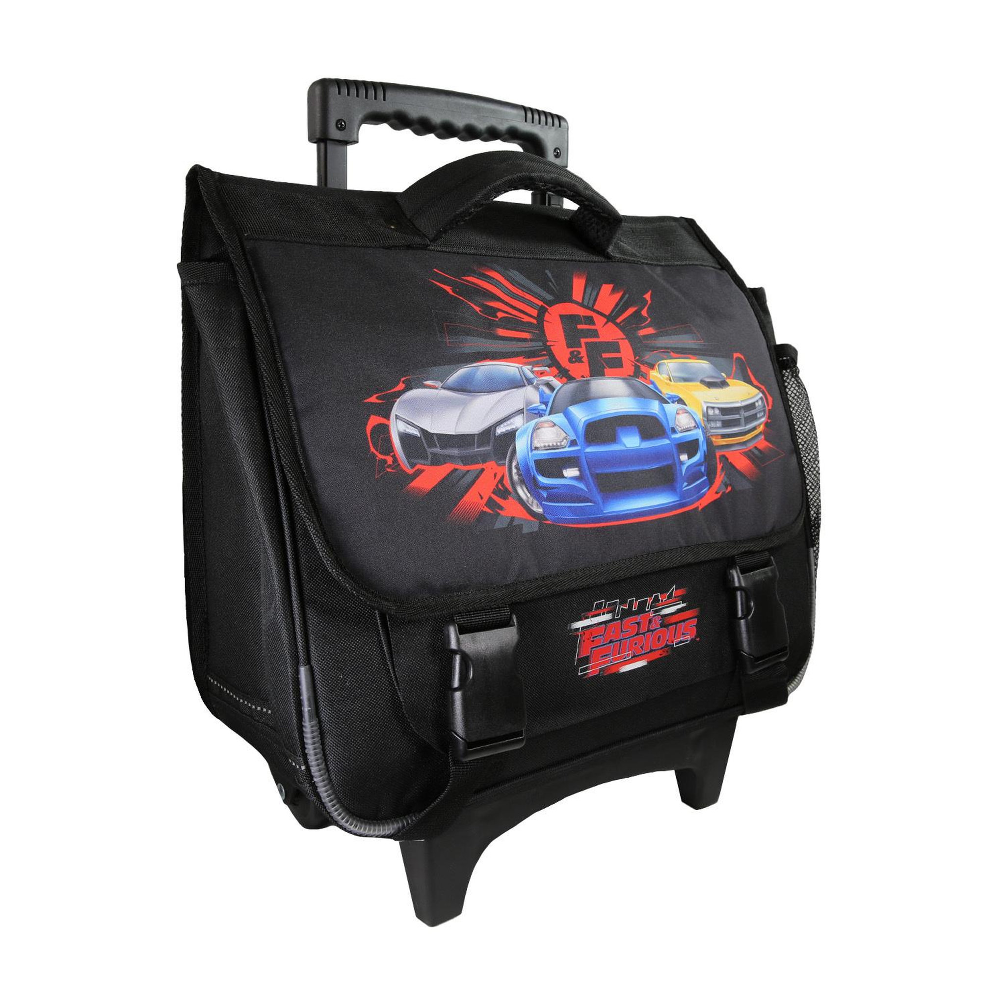 Voir la diapositive 2 : Bagtrotter Fast & Furious - Cartable Scolaire à Roulettes 38 cm - Garçon - Noir - 2 Compartiments