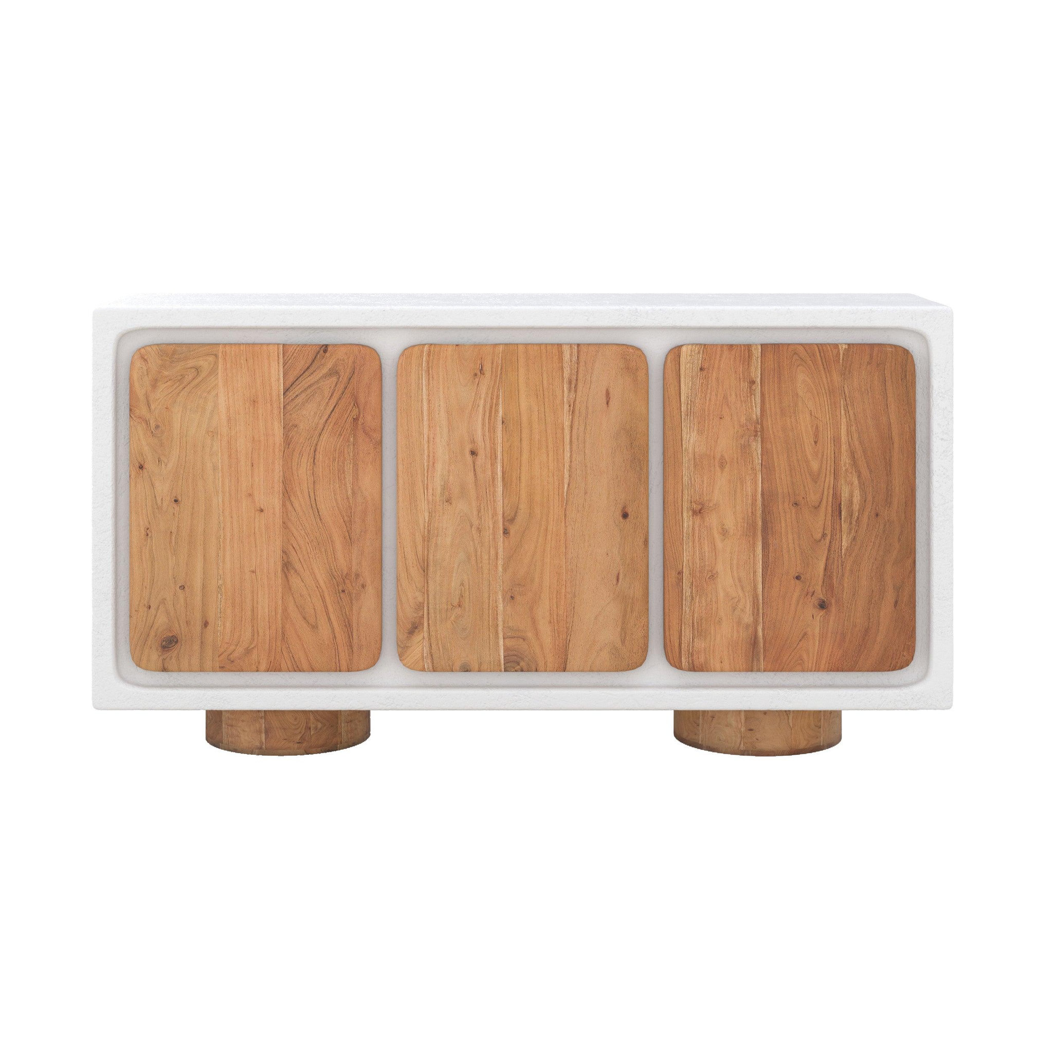 MAISON PAVANE Buffet en béton blanc cassé et bois d'acacia-eden