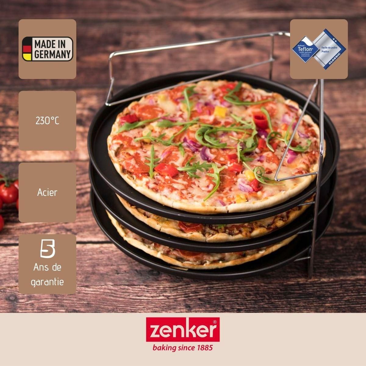 ZENKER Set de 3 plaques à pizza et une grille de superposition 29 cm Zenker Special Countries