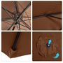 Voir la diapositive 4 : OUTSUNNY Parasol en métal rond polyester 180g/m² manivelle inclinable Ø 3 x 2,45 m chocolat