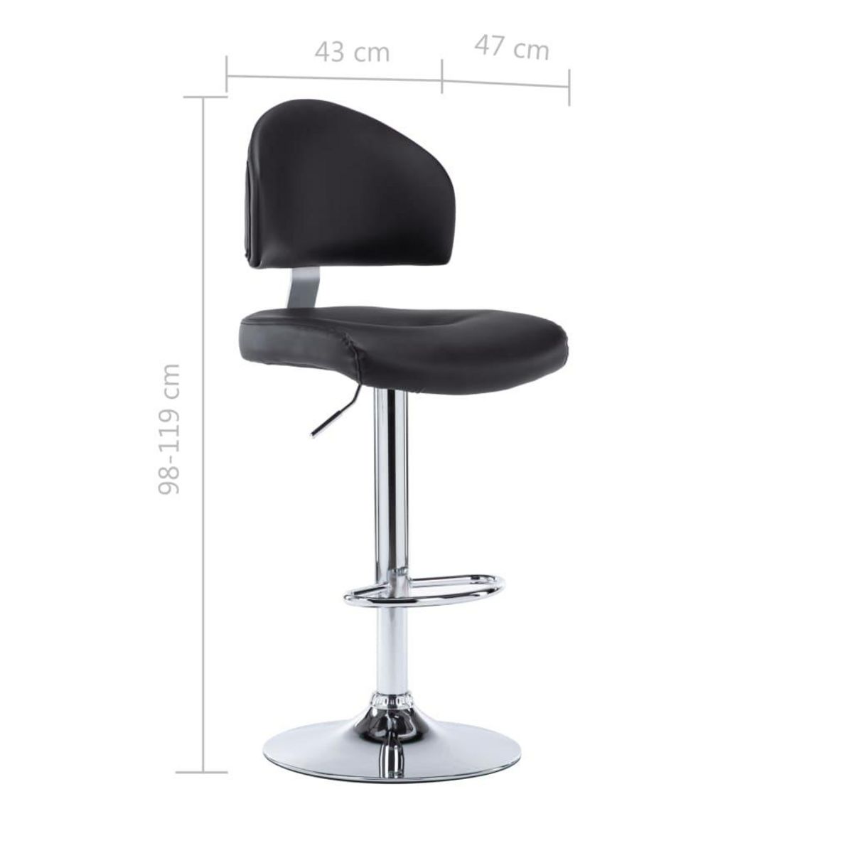 VIDAXL Tabouret de bar Noir Similicuir