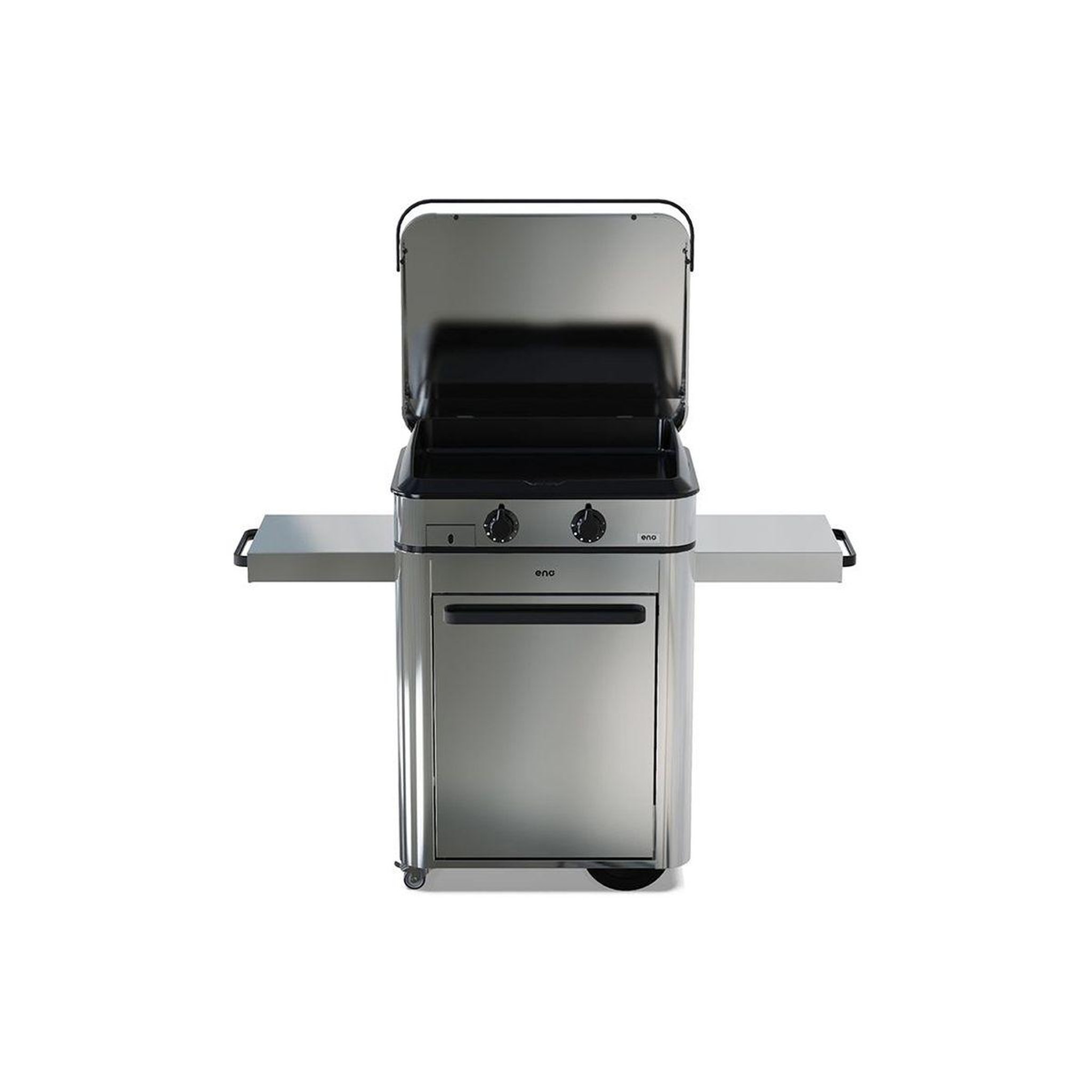 Voir la diapositive 2 : Eno Plancha gaz enosign 65 inox 2 brûleurs sur chariot, 56x40 cm