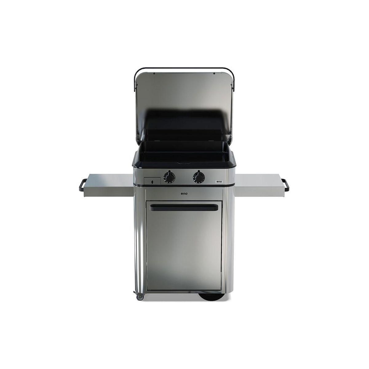 Eno Plancha gaz Enosign 65 inox 2 brûleurs sur chariot, 56x40 cm
