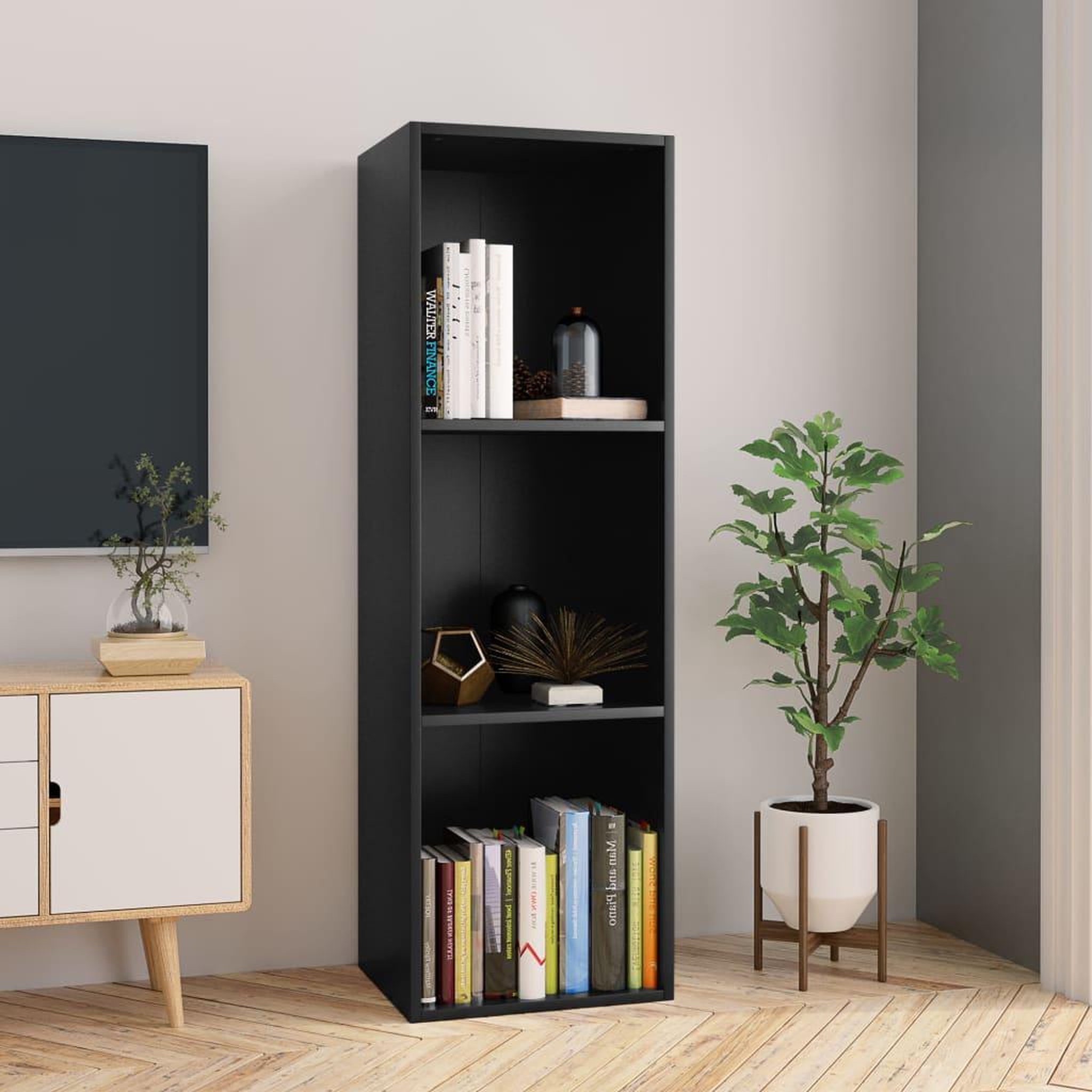 VIDAXL Bibliotheque/Meuble TV noir 36x30x114 cm bois d'ingenierie