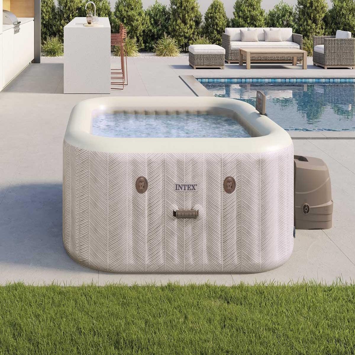 INTEX Spa gonflable PureSpa Chevron carré Bulles 4 places - Intex