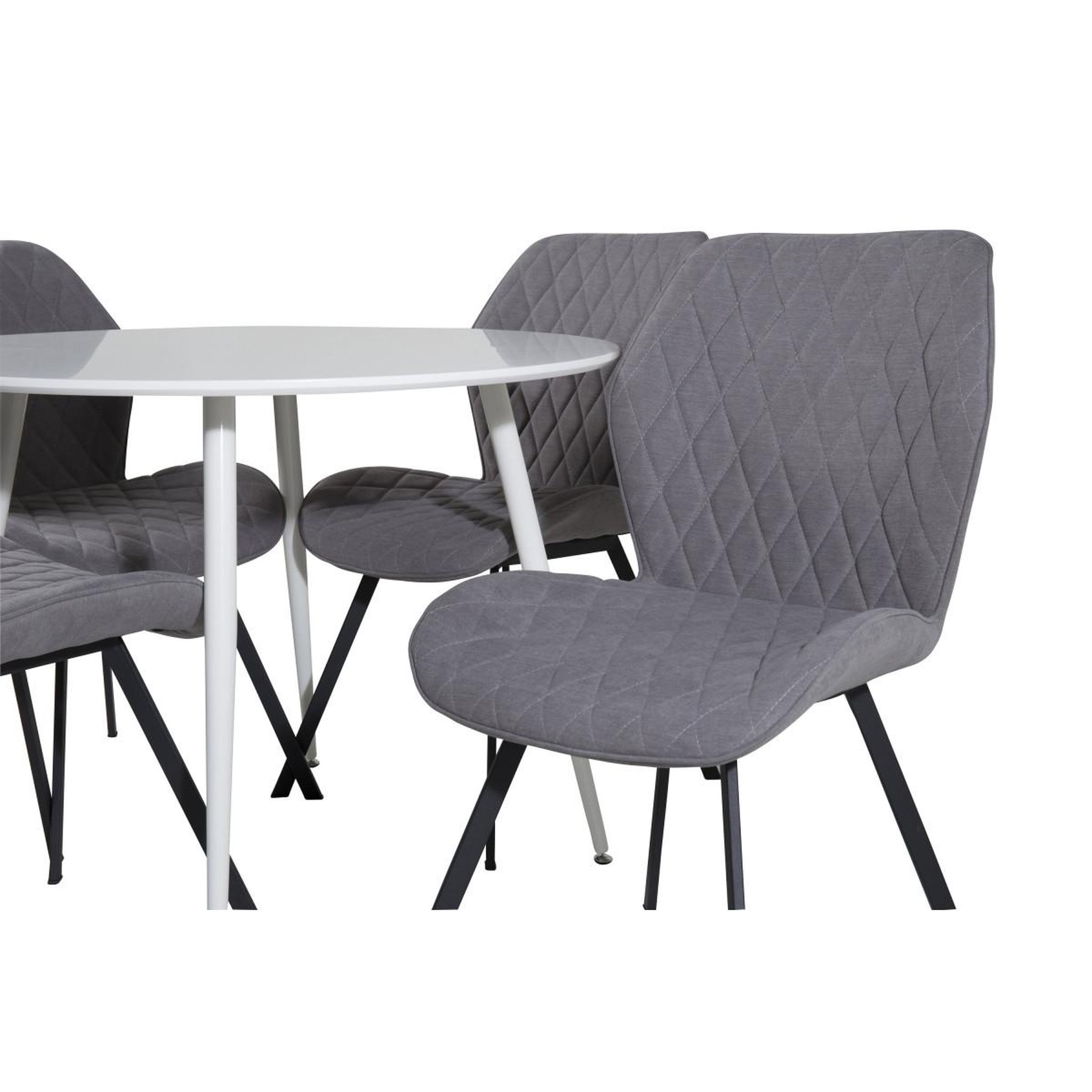Voir la diapositive 2 : Paris Prix Ensemble table à manger & 4 chaises  plaza & gemma  100cm blanc & gris