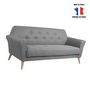 Voir la diapositive 1 : Canapé 3 places scandinave tissu chiné SANTANA, pieds hêtre