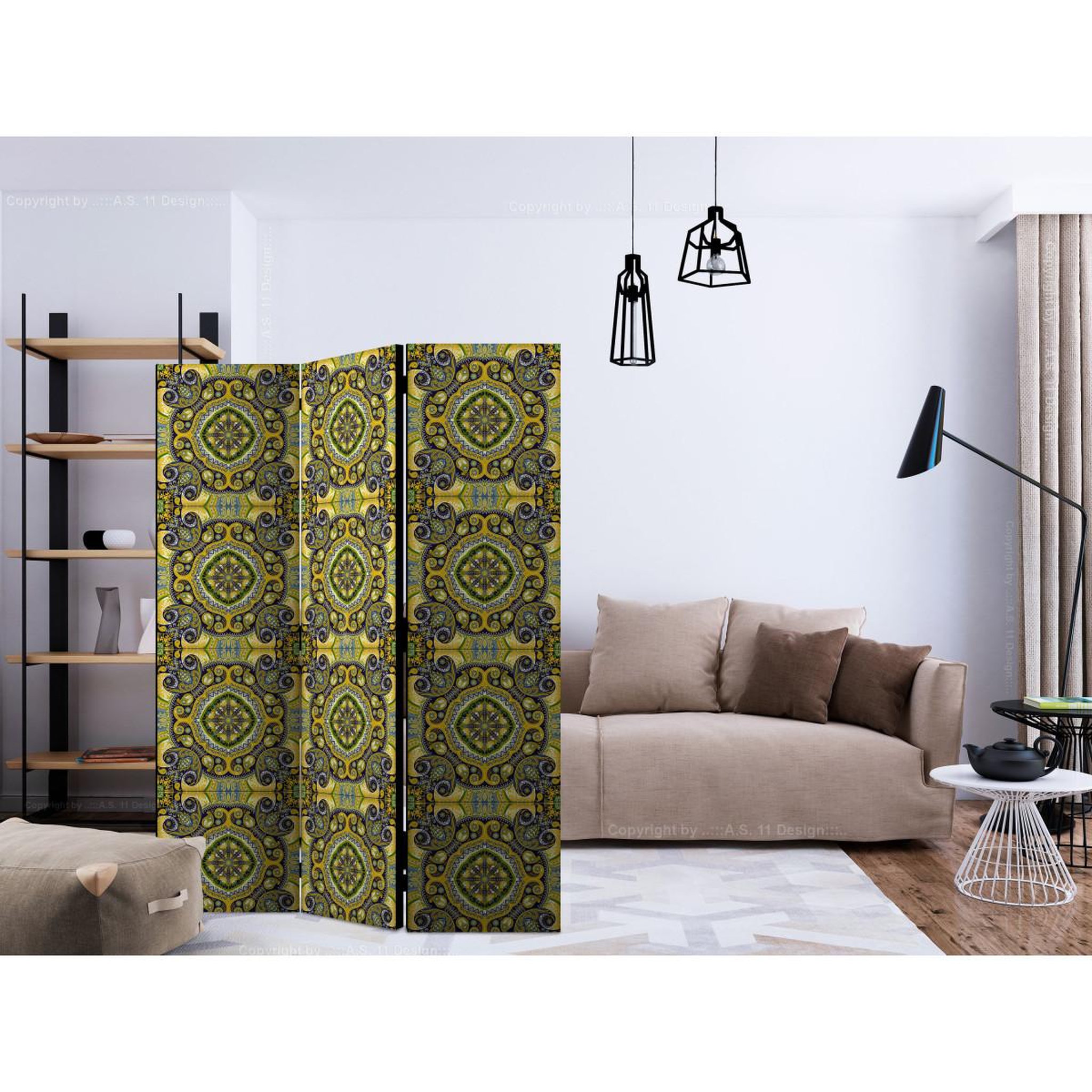 Voir la diapositive 2 : Paris Prix Paravent 3 volets  malachite mosaic  135x172cm