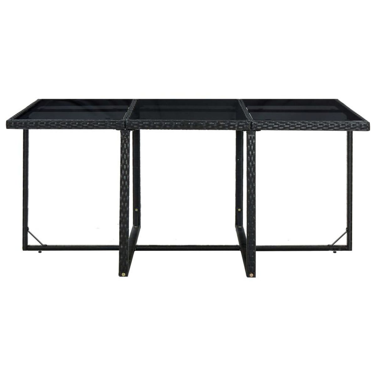 VIDAXL Ensemble a manger d'exterieur 11 pcs coussins poly rotin noir