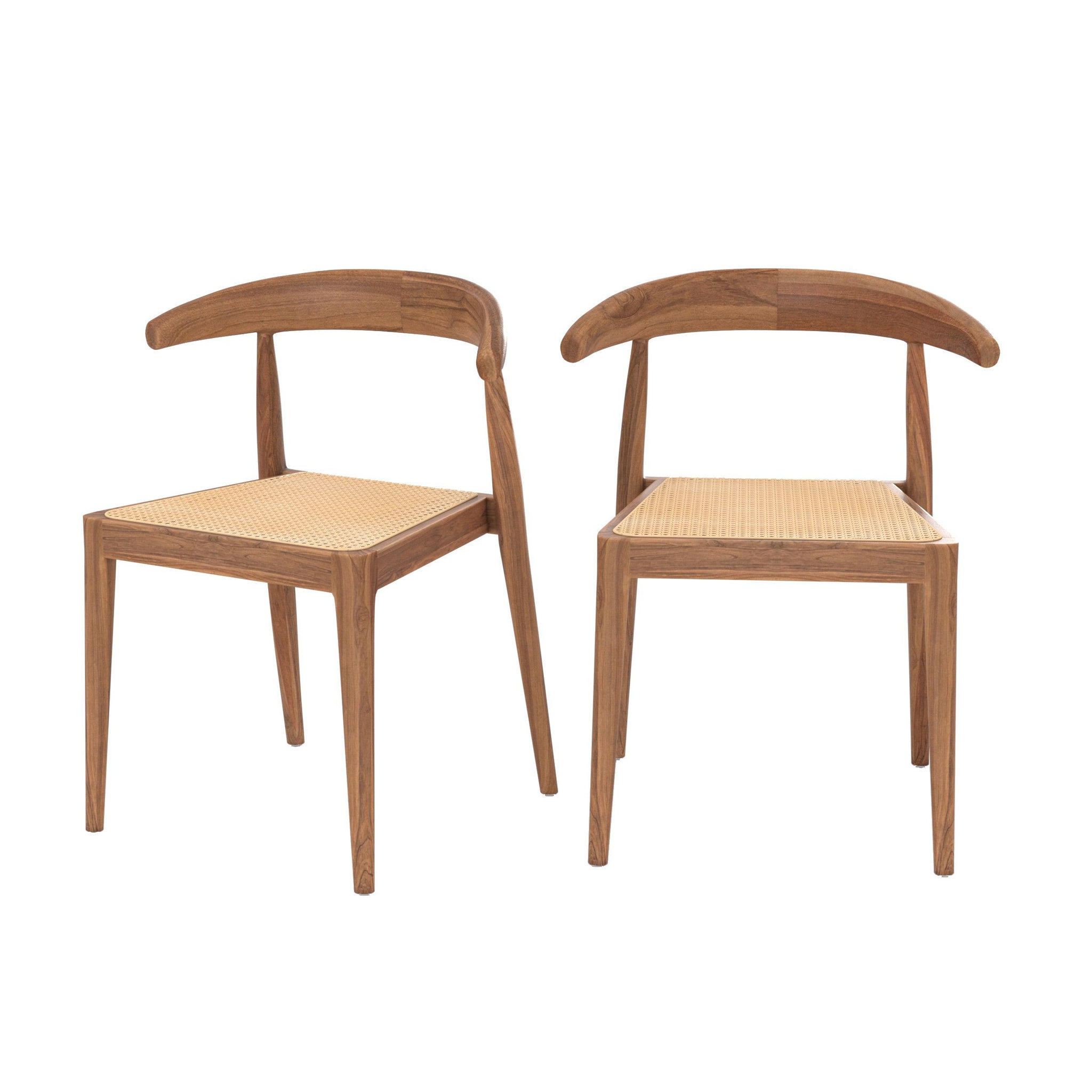 MAISON PAVANE Lot de 2 chaises en bois de teck et cannage en rotin-alia