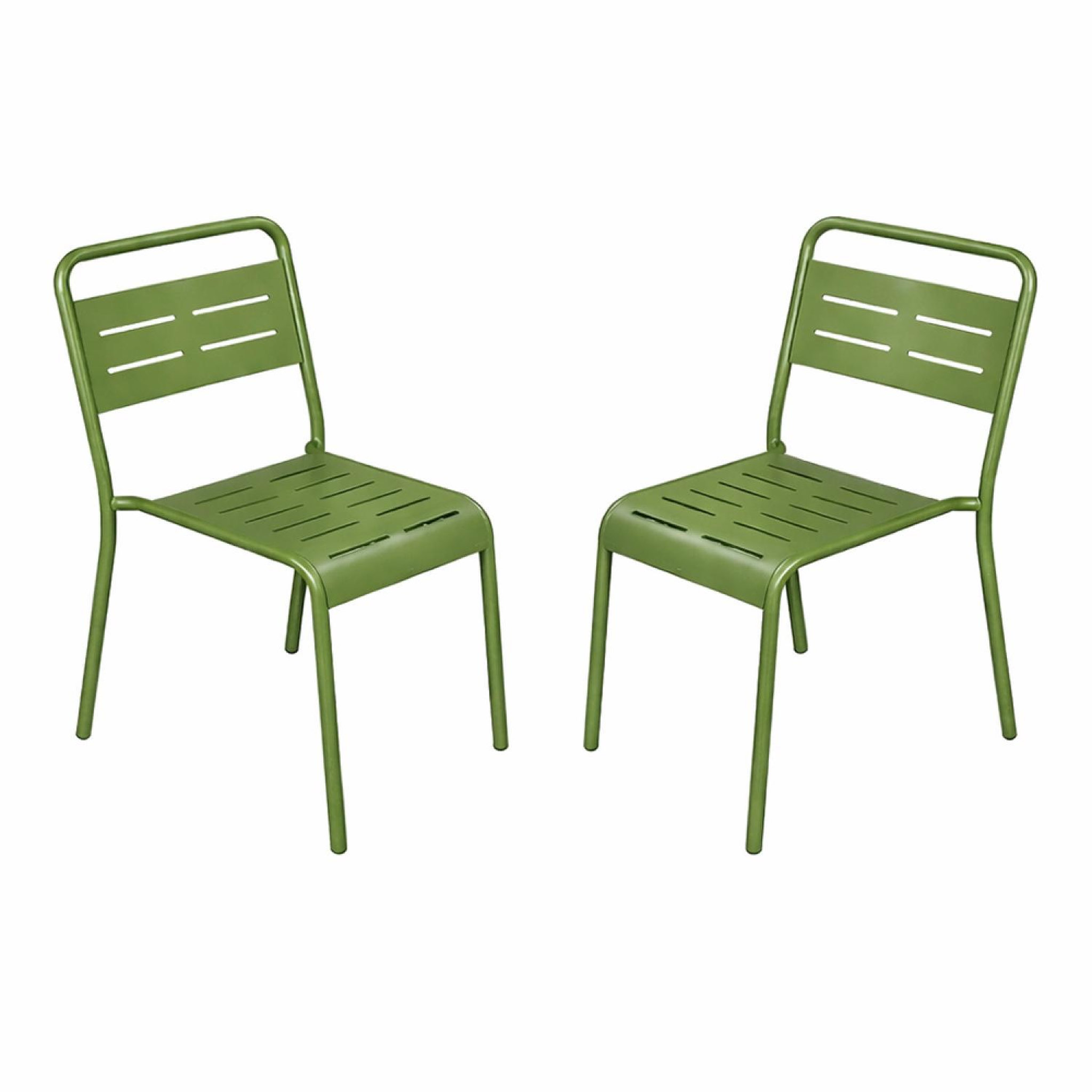 CONCEPT USINE Lot de 2 chaises de jardin empilables vertes BERGAME