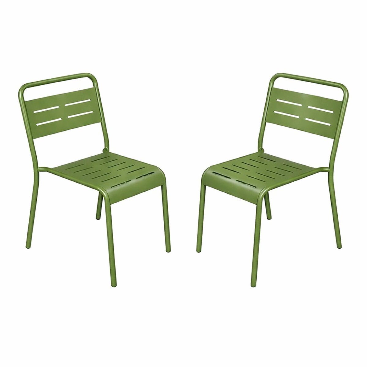 CONCEPT USINE Lot de 2 chaises de jardin empilables vertes BERGAME