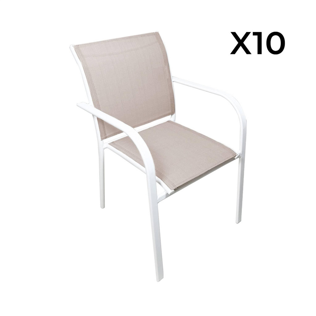 SWEEEK Table de jardin extensible aluminium + 10 assises blanc - Elora / Amara