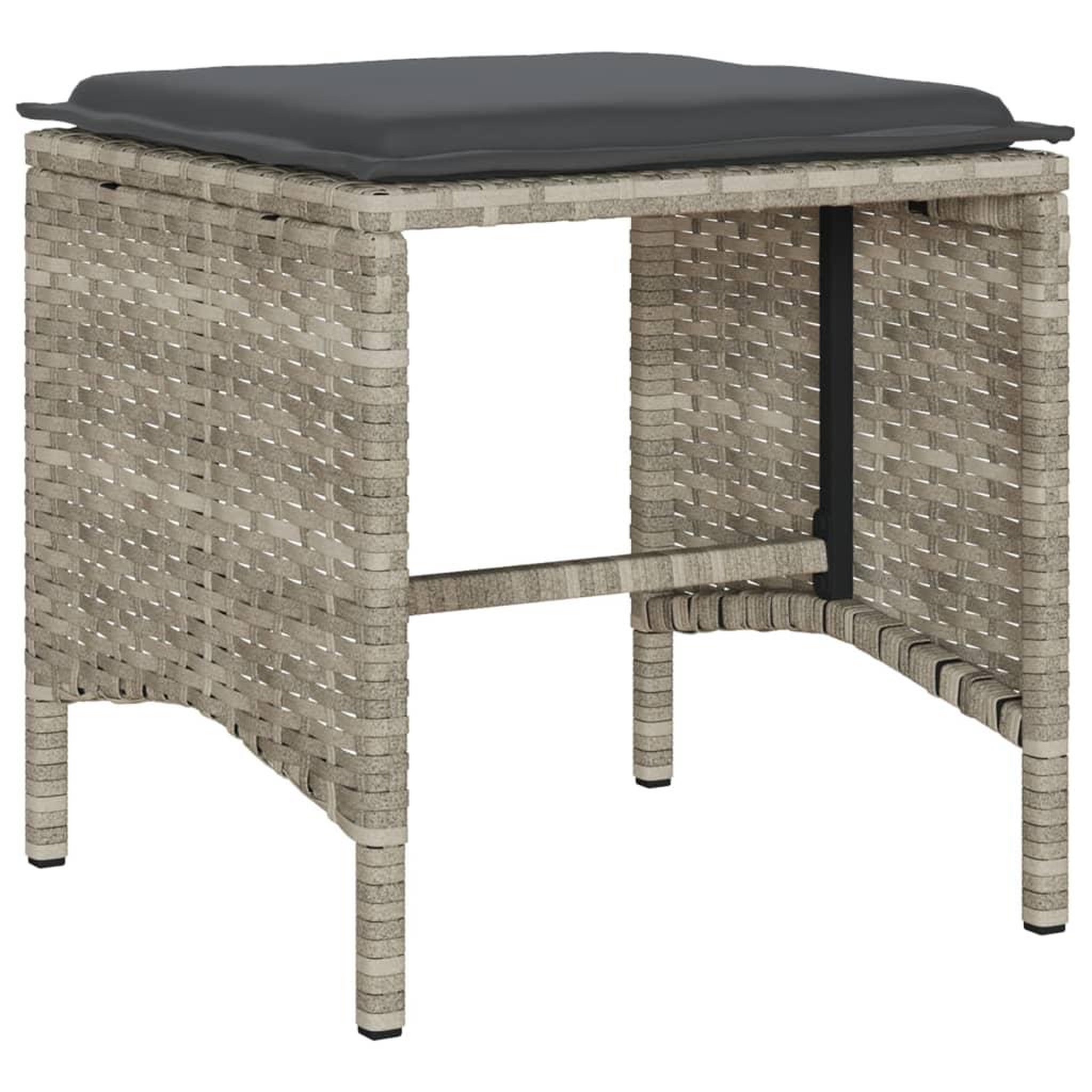 Voir la diapositive 5 : VIDAXL Salon de jardin 4 pcs avec coussins gris clair resine tressee