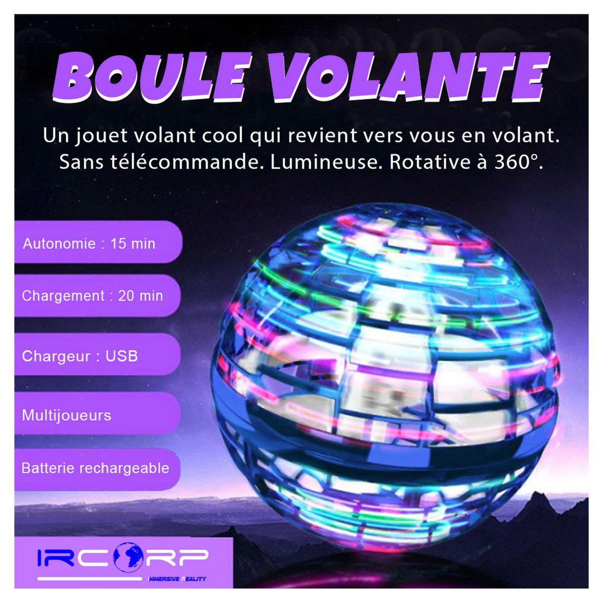 Boule volante Boomerang lumineuse radiocommandée