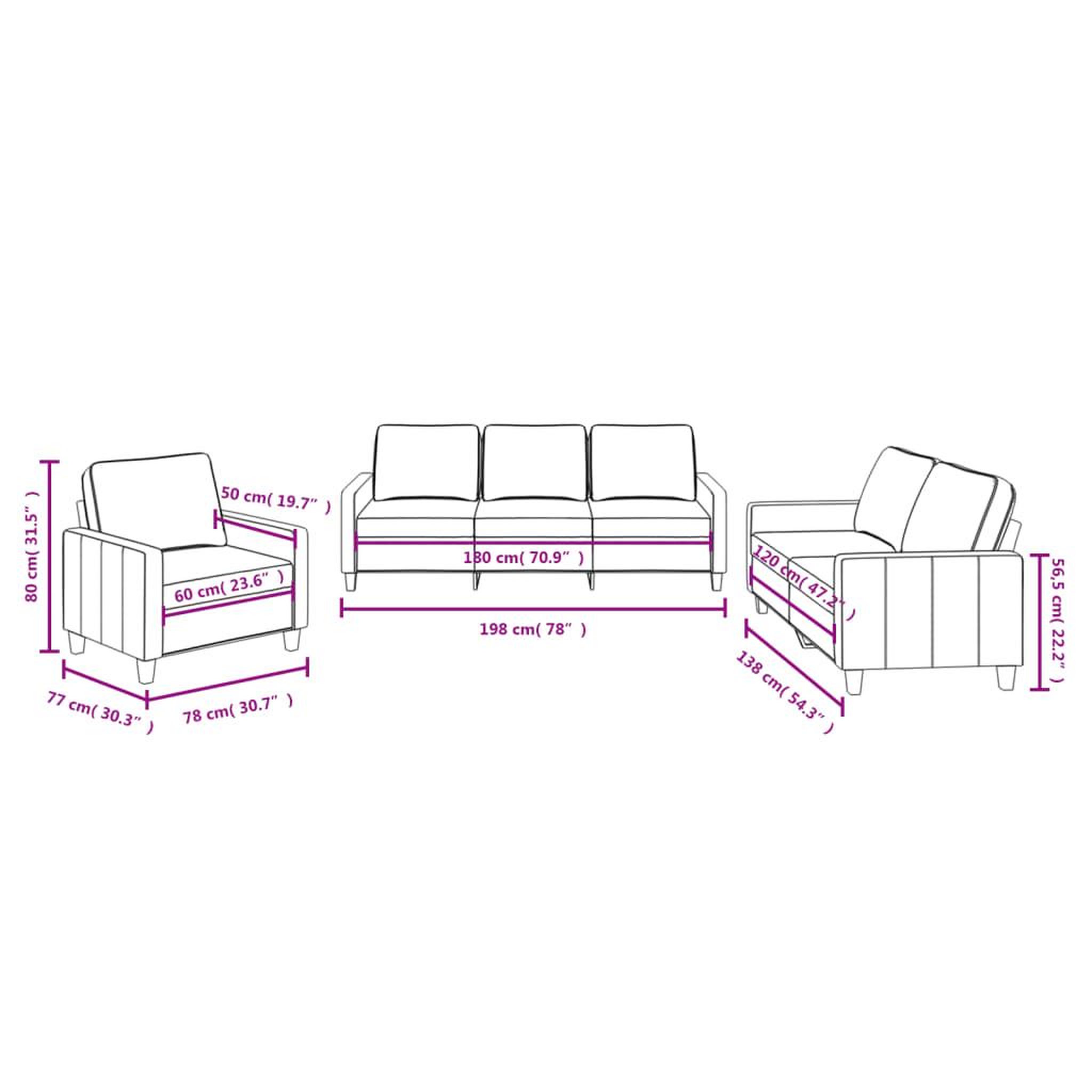 Voir la diapositive 6 : VIDAXL Ensemble de canapes 3 pcs avec coussins Taupe Tissu