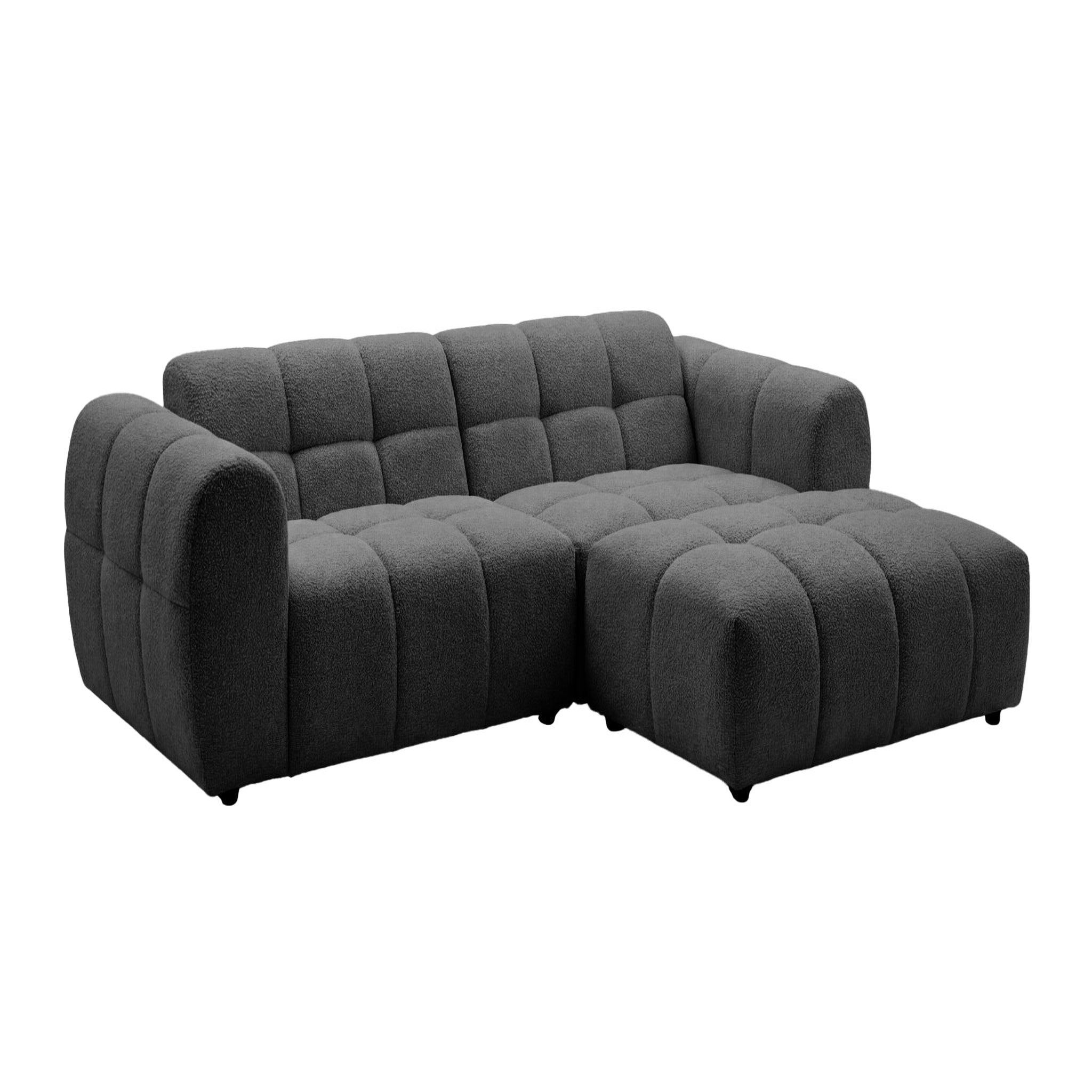 Voir la diapositive 1 : CASANOVA PARIS Alexia mini - canapé d'angle tissu bouclette 3 places