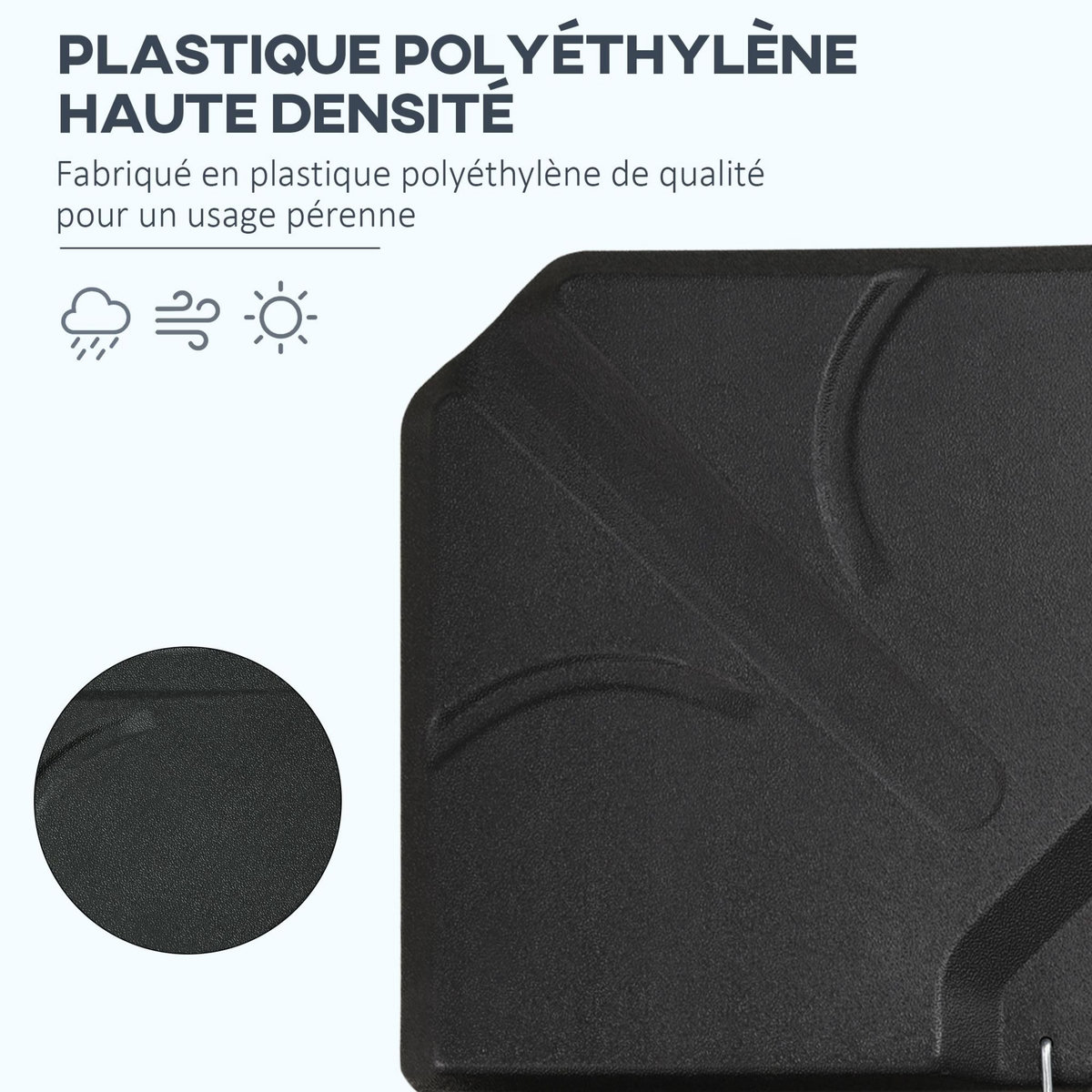 OUTSUNNY Pied de parasol lot de 4 dalles de lestage pour parasol déporté dim. tot. 103L x 103l x 8H cm HDPE texturé noir