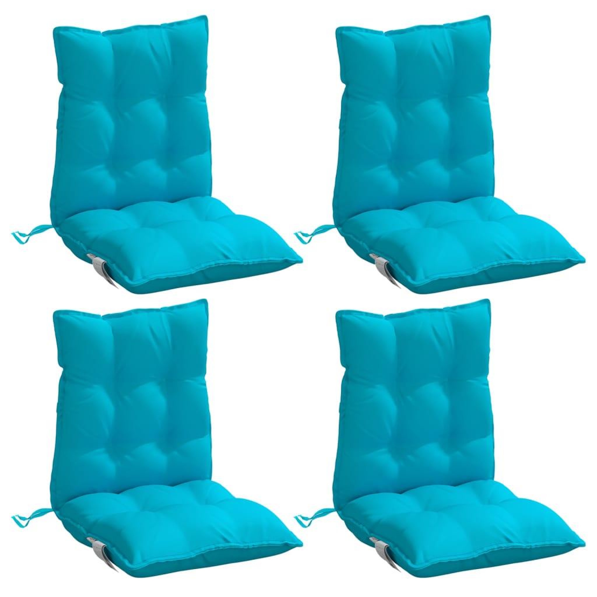 Voir la diapositive 3 : VIDAXL Coussins de chaise a dossier bas lot de 4 turquoise