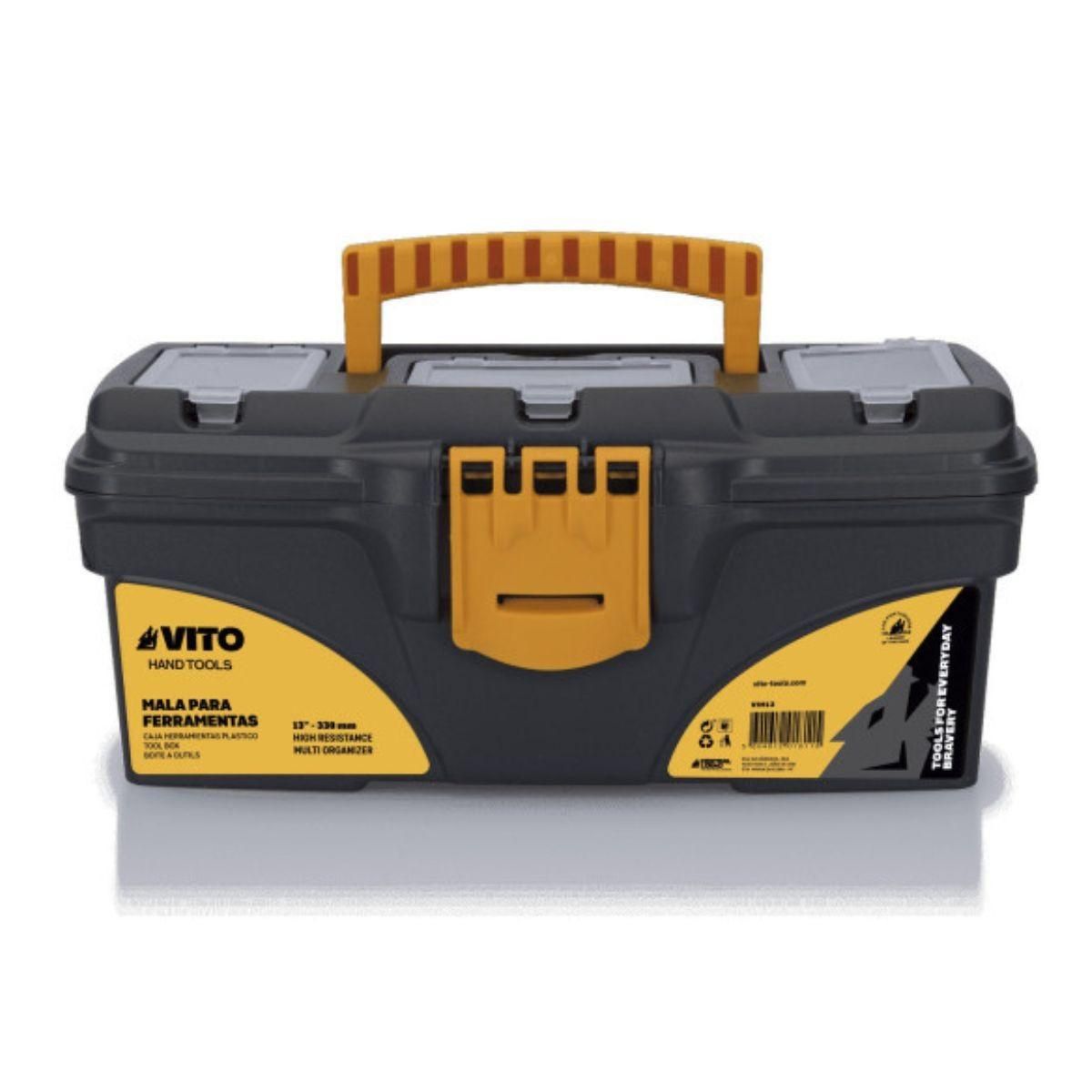 VITO Boite à outils noire 16  41 x 20.9 x 19.5 cm - Caisse à outils vide 2 organiseurs et porte outils Amovible VITO