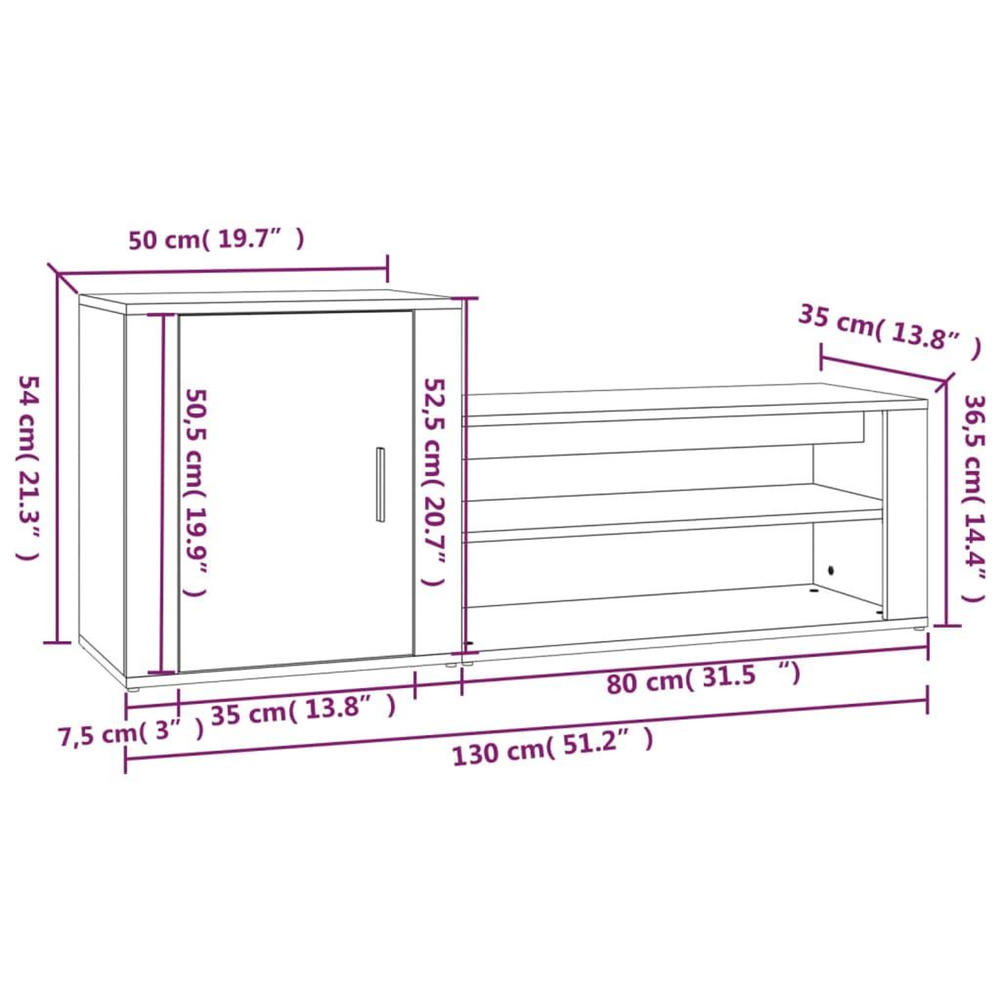 Voir la diapositive 6 : VIDAXL Armoire a chaussures Blanc 130x35x54 cm Bois d'ingenierie